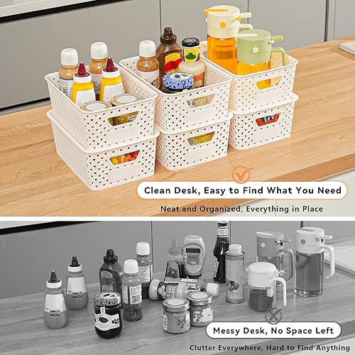 Miniatura 4 de 10 Pack Plastic Storage Bins with Lids, Stackable Plastic Storage Baskets for Organizing with Handles, Organizer Bins with Labels for Room, Craft,