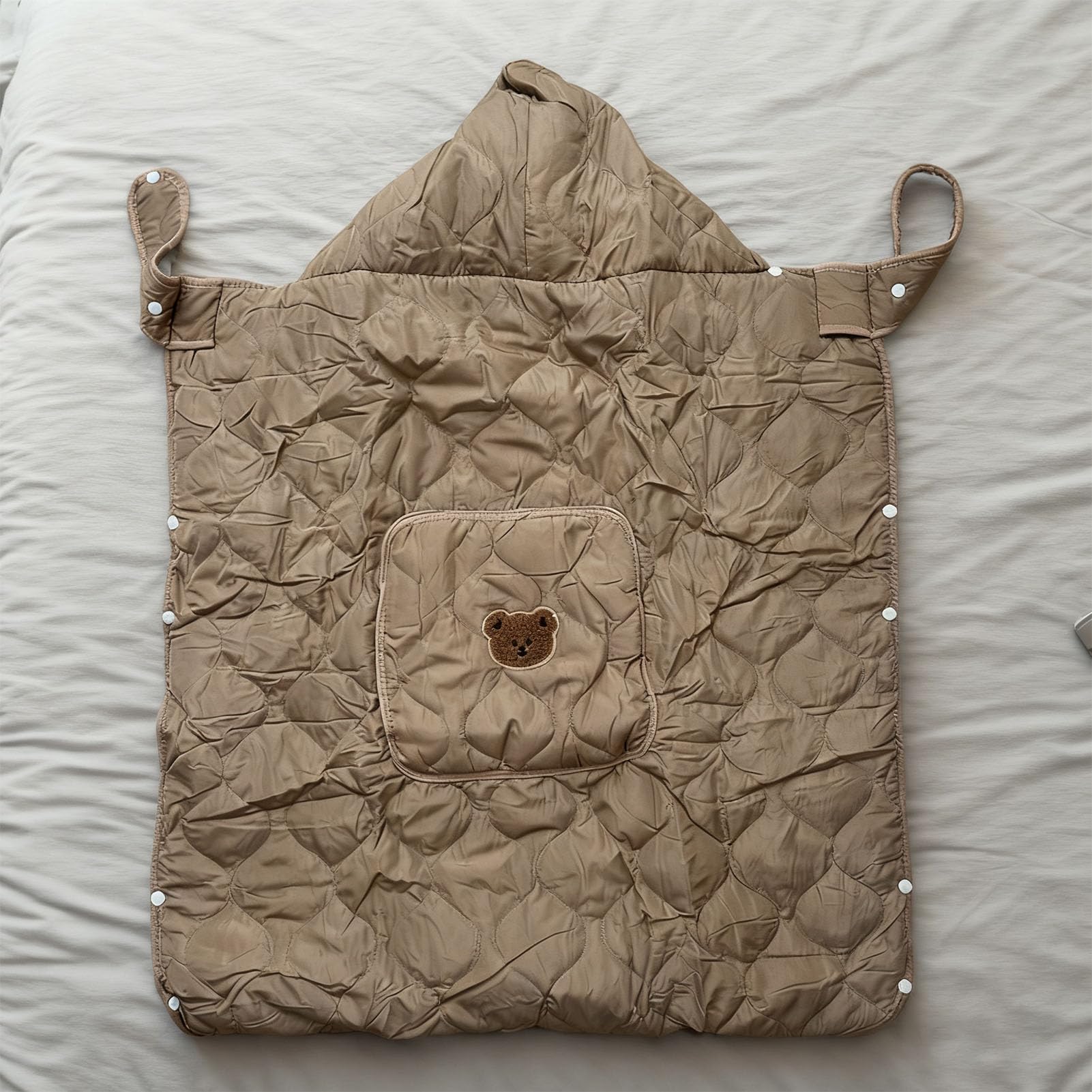 ViaGasaFamido Copertura per, Coperta per Passeggino Antivento e Protezione Solare con Cappuccio Giocoso a Forma di Cartone Animato, per Neonati e Bambini da 0 a 12 Mesi (Caffè)