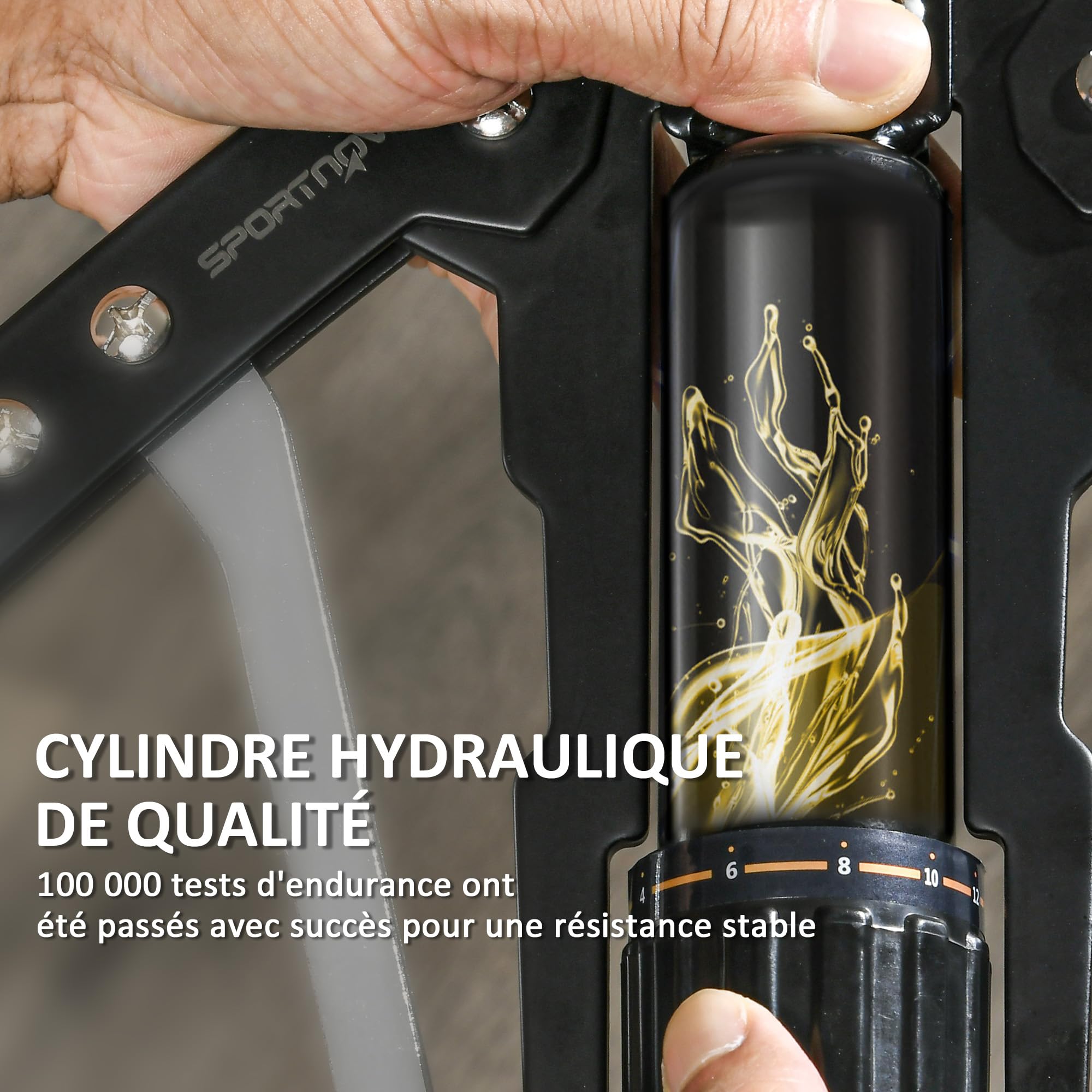 SPORTNOW Musculation Avant Bras Barre Twister réglable 10-200 kg, réglable exerciseur à Puissance hydraulique, exerciseur de Bras, Travailler Les Muscles des épaules, de la Poitrine et du Dos, Noir