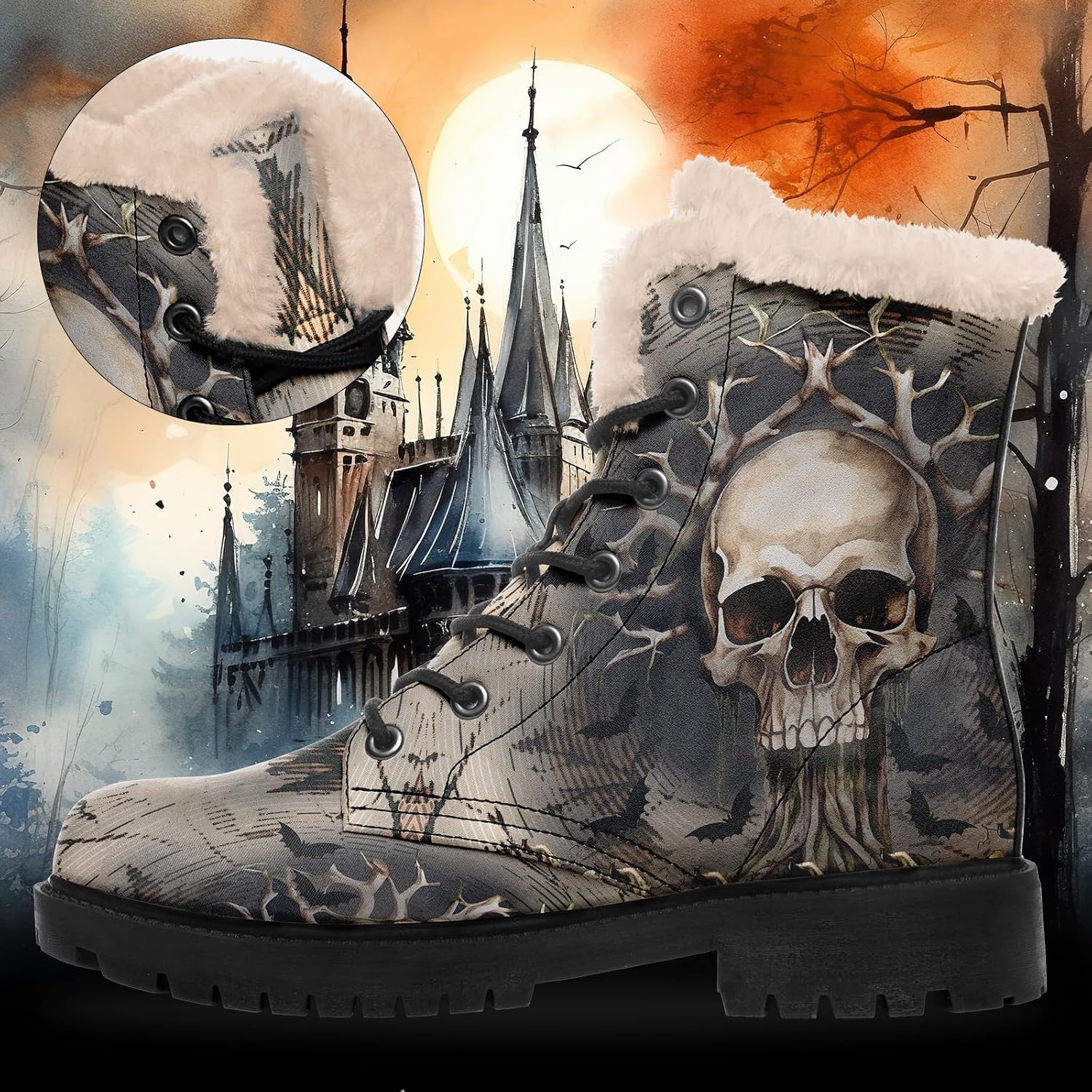 Women's Gothic Winter Boots Non-Slip Waterproof ankle boots Comfortable Faux Fur Fur Lined Warm Gothic Fantasy Snow Booties