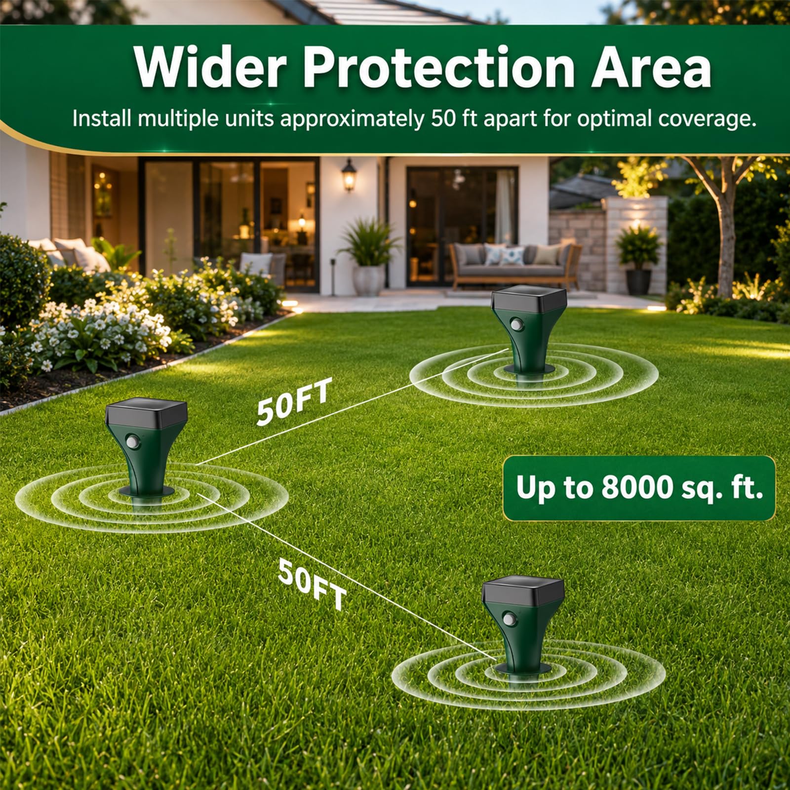 Dissuasore per talpe, a energia solare, con ultrasuoni e cambio di frequenza intelligente, efficace contro talpe e arvicole, impermeabile IP65, per giardino, confezione da 4