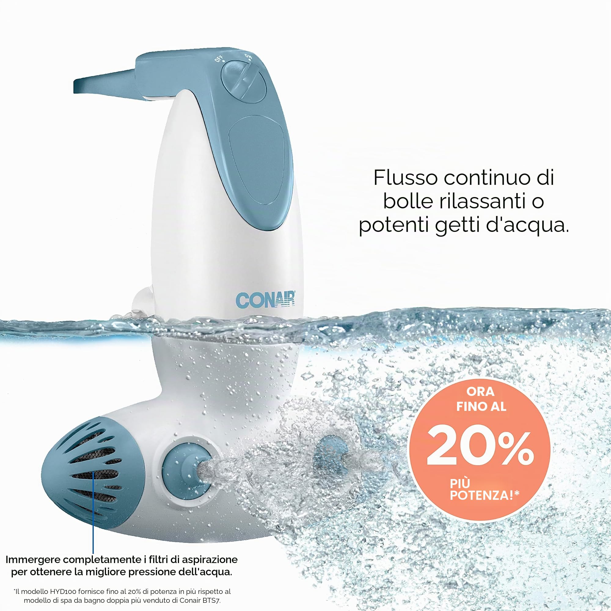 Conair Vasca idromassaggio portatile con doppi getti idrogetti per vasca, vasca da bagno per vasca crea bolle lenitive e/o massaggi, vasca idromassaggio per uso domestico, bianco
