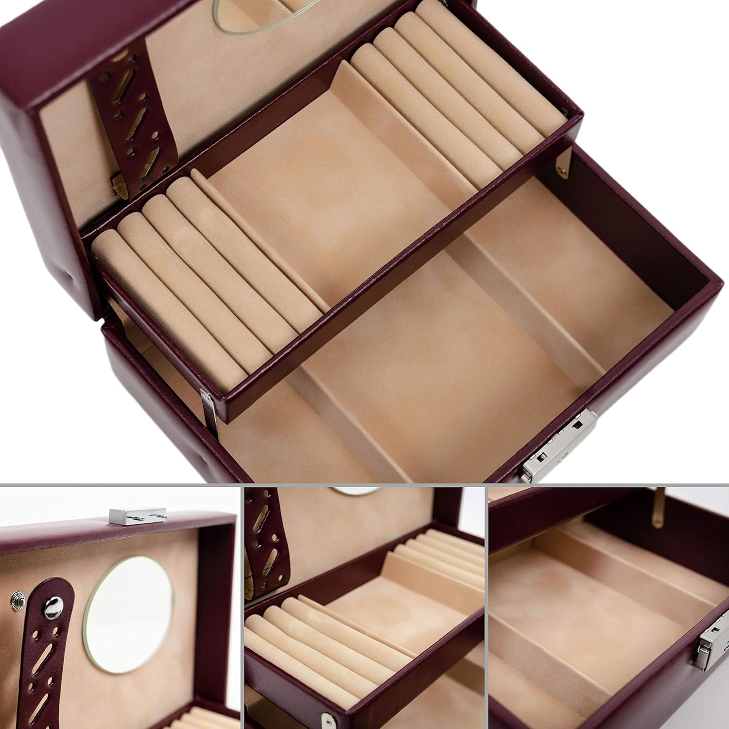 Bеѕt Dеаl Prоduсt Jewelry Jewelry Box | Genuine Leather Jewellery Organizer | Burgundy Accessories Storage Key Lock Box for Women – Time Resistance- My Antonia (Burgundy) Blасk Frіdау 🔥 Jewelry Jewelry Box | Genuine Leather Jewellery Organizer | Burgundy Accessories Storage Key Lock Box for Women – Time Resistance- My Antonia (Burgundy)