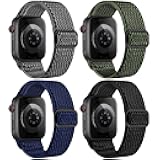4 Pack Stretchy Nylon Band Compatible with Apple Watch Bands for Men Women 44mm 40mm 41mm 42mm 45mm 46mm 49mm 38mm, Braided Solo Loop Elastic Strap for iWatch Ultra 3 2 Series 11 10 9 8 7 6 5 4 SE 3