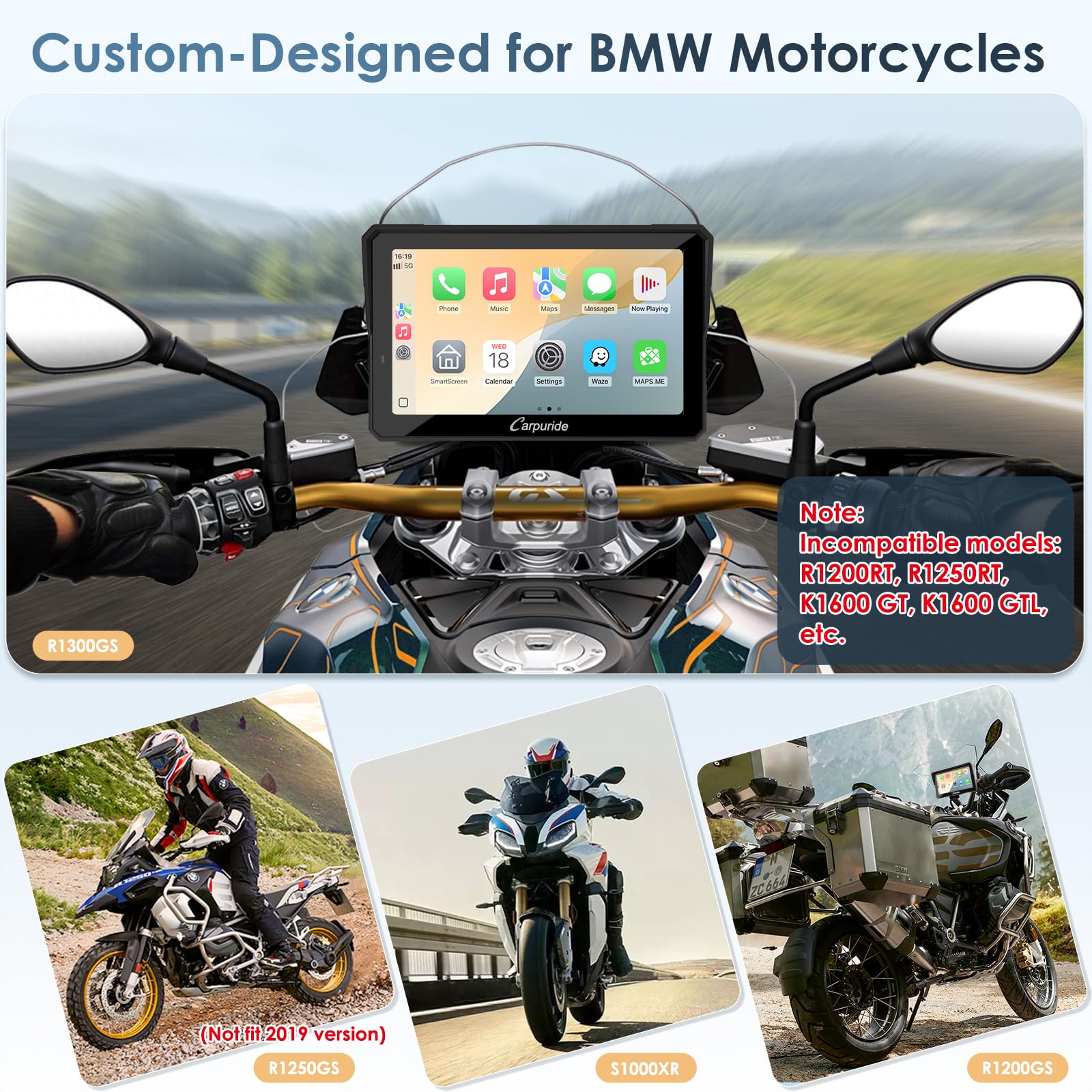 Carpuride W702BS Pro Motorcycle Carplay Screen with Native Wonder
