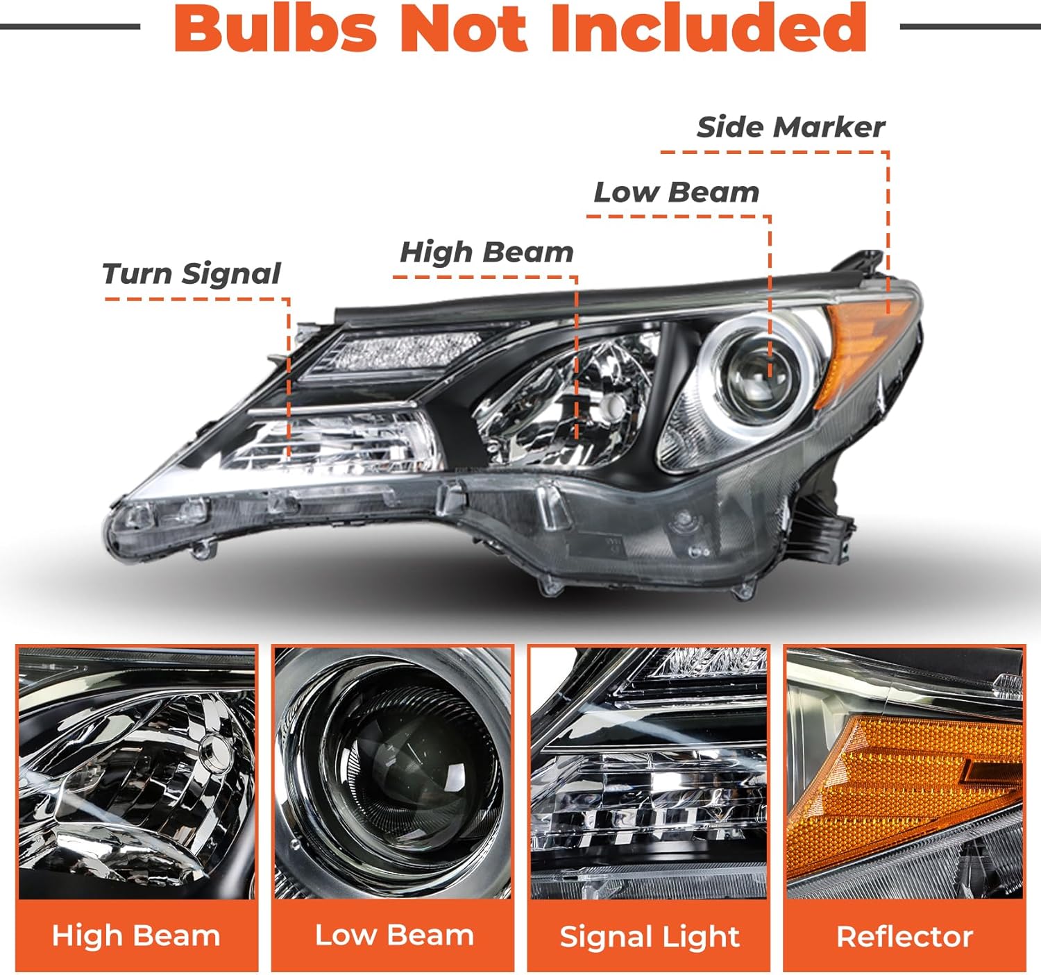labwork Headlights Replacement for Toyota RAV4 2013-2015 Halogen Headlamps Front Light Pair Driver Passenger Side