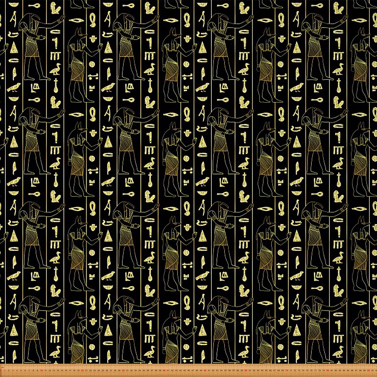 Egypt Culture Fabric by The Yard Ancient Egypt Pattern Upholstery Fabric for Chairs Egyptian Tribal Exotic Decorative Fabric for Upholstery and Home DIY Projects 1 Yard,(L92*W150cm) Black Gold