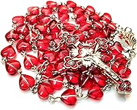 Vista 5 de Rosario Cuentas Chaplet en forma de corazón Cristal Artificial Rosery Cruz Regalos católicos