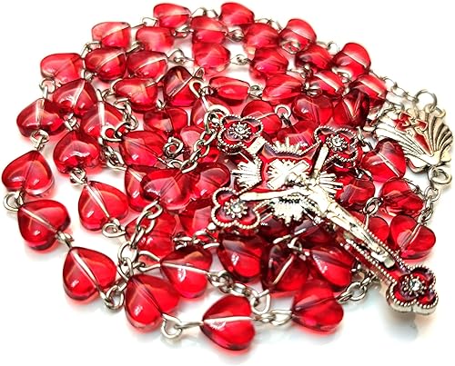 Miniatura 5 de Rosario Cuentas Chaplet en forma de corazón Cristal Artificial Rosery Cruz Regalos católicos