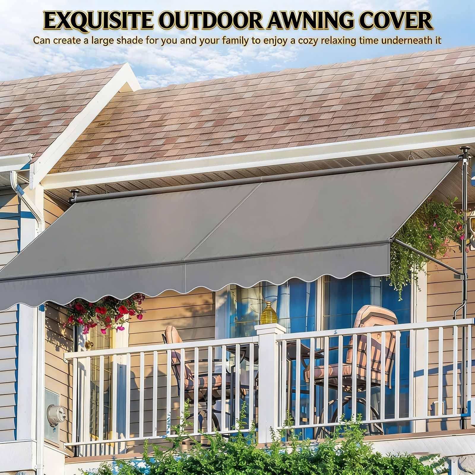 Store banne Manuel rétractable avec manivelle, auvent de terrasse sans perçage 3x3m, Protection Solaire et Pluie pour Jardin et Balcon(Black,79" x 59")