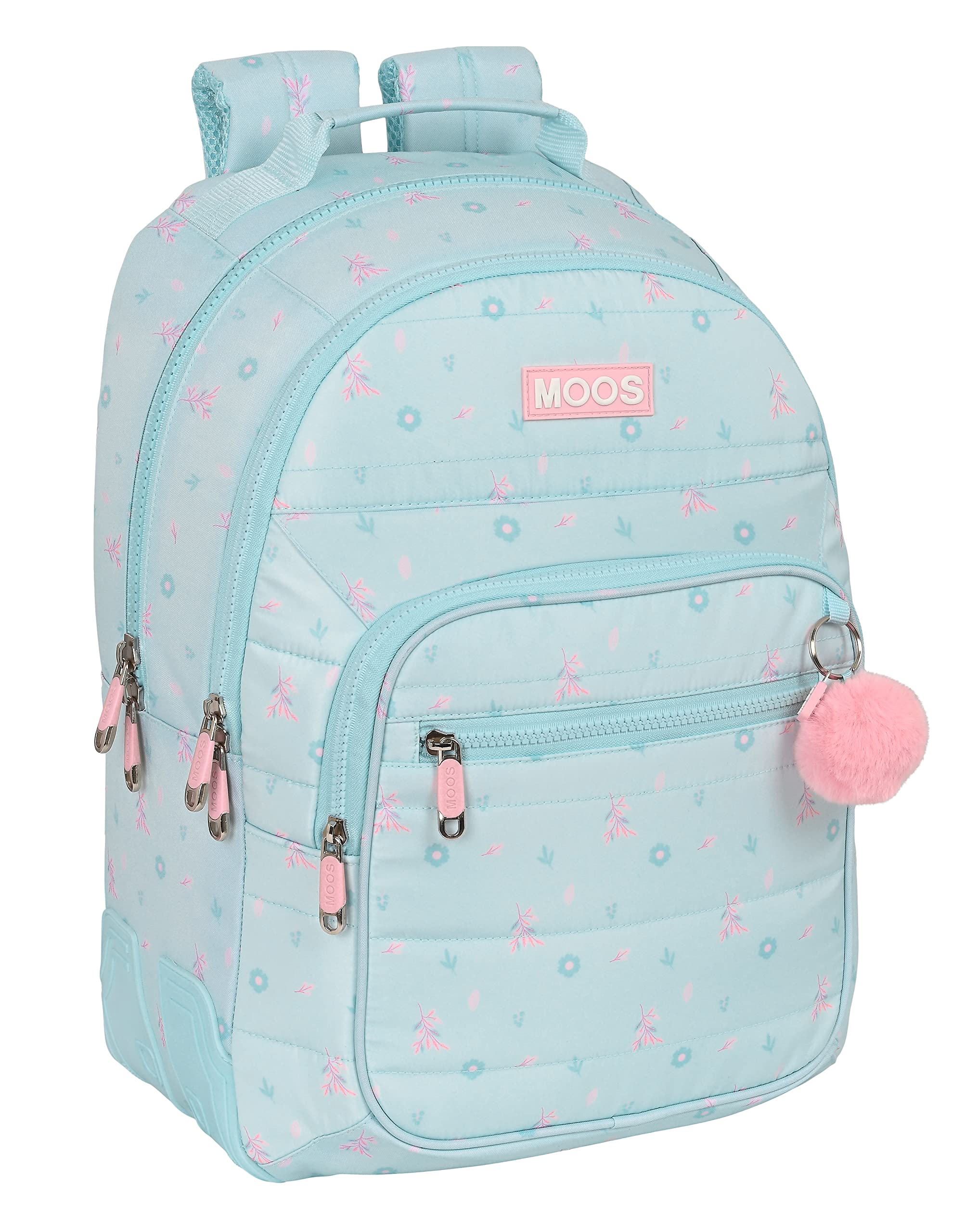 MOOS - Mochila Escolar Infantil, Ideal para Niños de Diferentes Edades, Cómoda y Versátil, Calidad y Resistencia, 32x15x42 cm, Color Azul turquesa