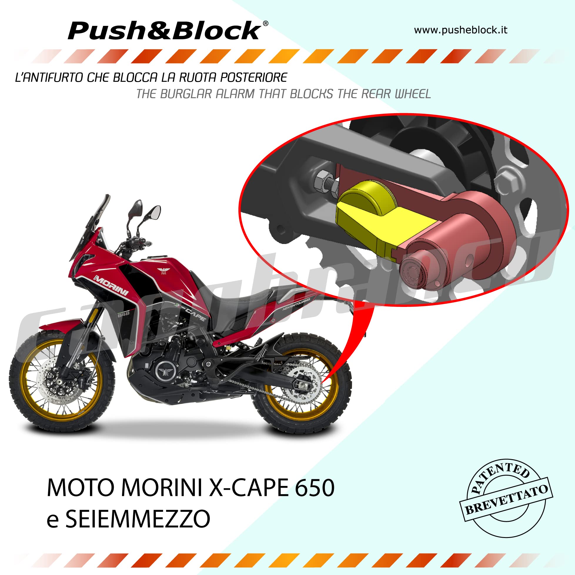 WL-M01 - ANTIFURTO MECCANICO BLOCCARUOTA per MOTO MORINI X-CAPE 650 (2021-22) e SEIEMMEZZO STR/SCR (dal 2022)
