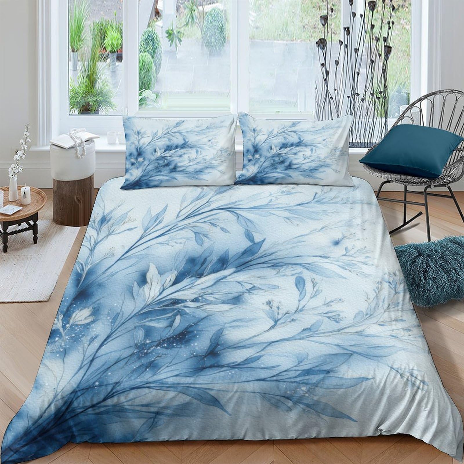 Ctjqhvkz Style-3 3D Printed Blue Watercolor Smoke Fitted Sheet Microfiber Soft Breathable Marble Mattress Cover For Bedroom Guest Room Decor Single（135X200cm）