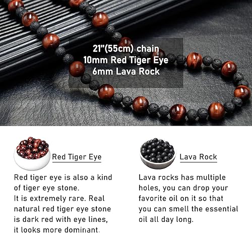 Miniatura 3 de Healing Crystal Black Obsidian Tiger Eye and Hematite Beads Necklace Triple Protection Necklace for Men Women