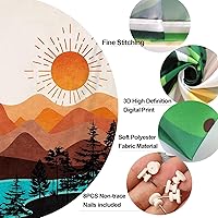 Vista 3 de DYNH Tapiz Vertical Bohemio de Montaña, Tapices de Naturaleza Bosque Árbol Lago Sol, Tapiz Bohemio Minimalista de Mediados de Siglo del Desierto