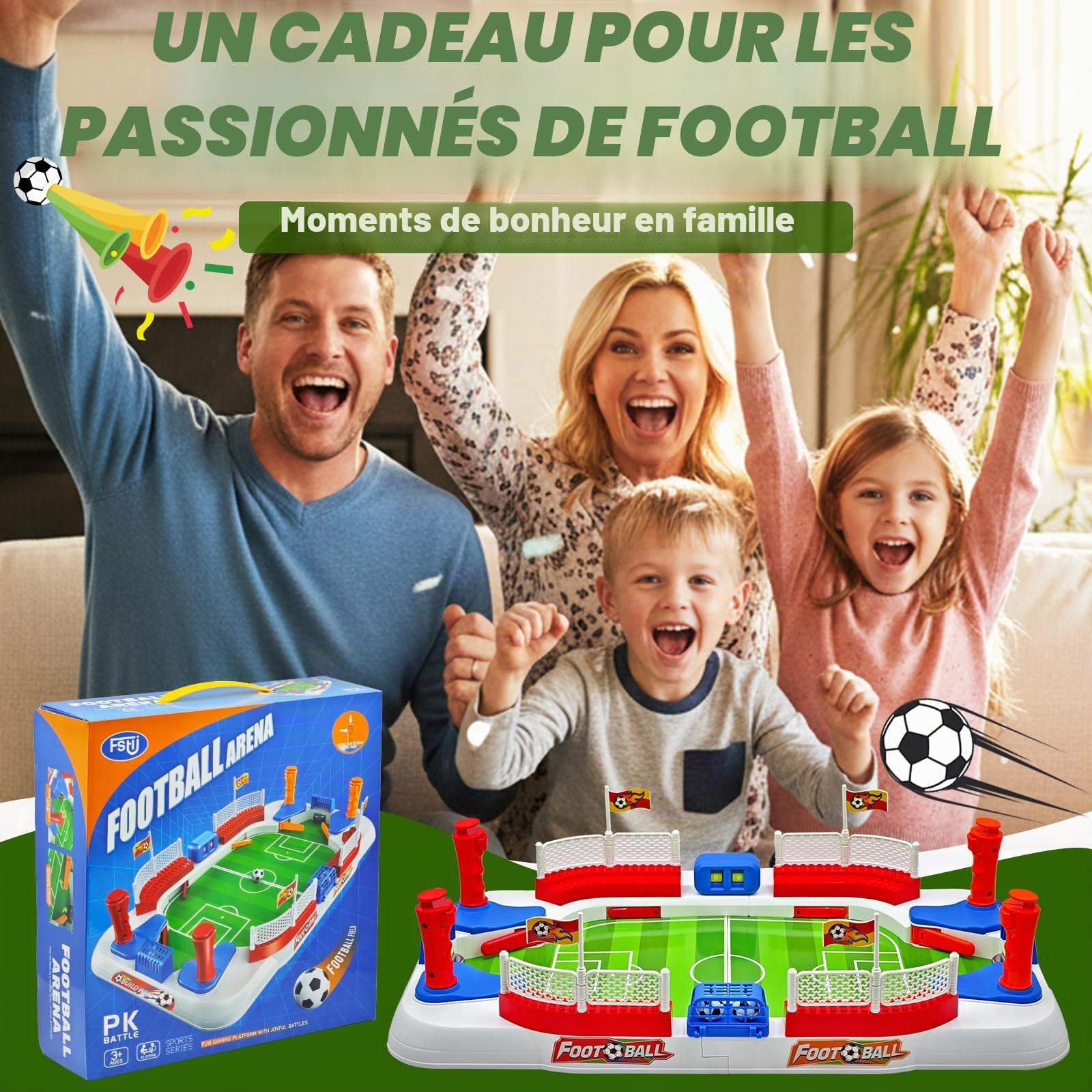 Mini baby-foot de table pour enfants, avec 6 ballons de football et sac de rangement, autocollants compteurs de points à main, jeu de football interactif pour garçons de 5 à 12 ans