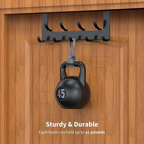 Miniatura 6 de Ganchos para colgar sobre la puerta, resistentes con 9 ganchos, perchero de acero inoxidable para colgar toallas, ropa, abrigos, parte trasera de la