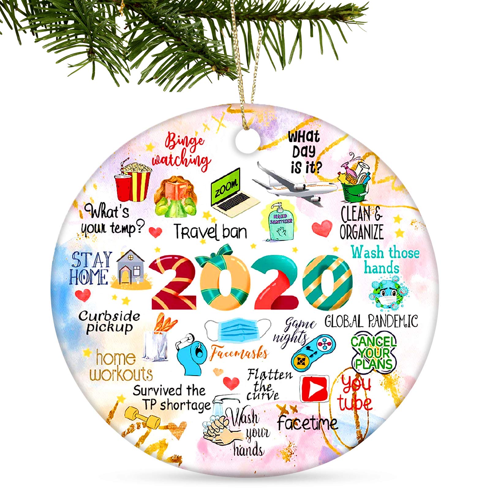 Tmflexe 2020 Christmas Ornaments Decorations Tree Hanging Ornaments Kits Accessories Surviving Souvenir Gift for Home Indoor Outdoor Decor