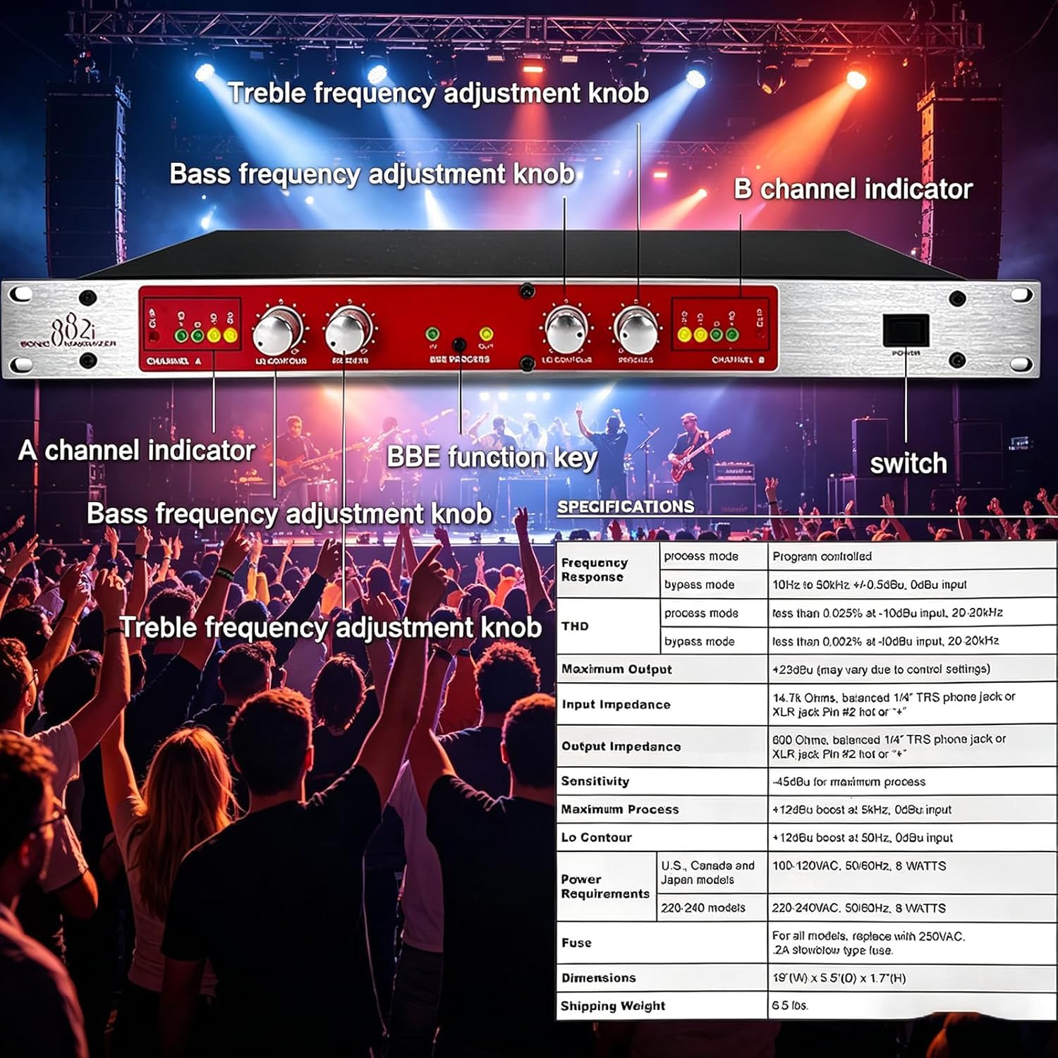 Processore Audio Professionale, Processore Vocale 882I Autotune con Regolazione della Frequenza degli Alti/Bassi, per Karaoke in Casa, Performance