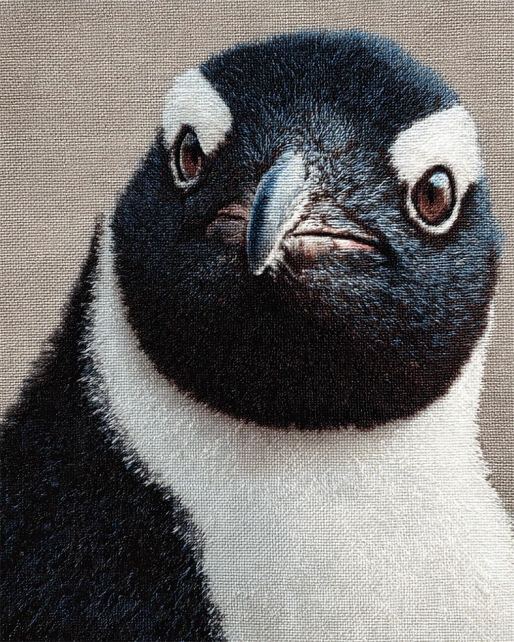 AxiangziK DIY Stamped Cross Stitch Kits Penguin Portrait 11CT 80x100cm
