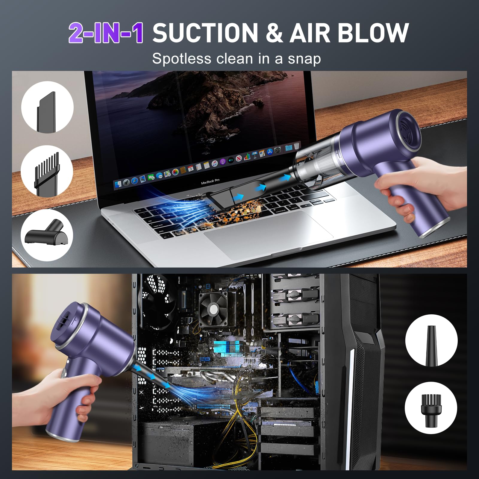 KMM Handheld Car Vacuum Cleaner, Hand Held Vacuum Cleaner & Air Duster view 2