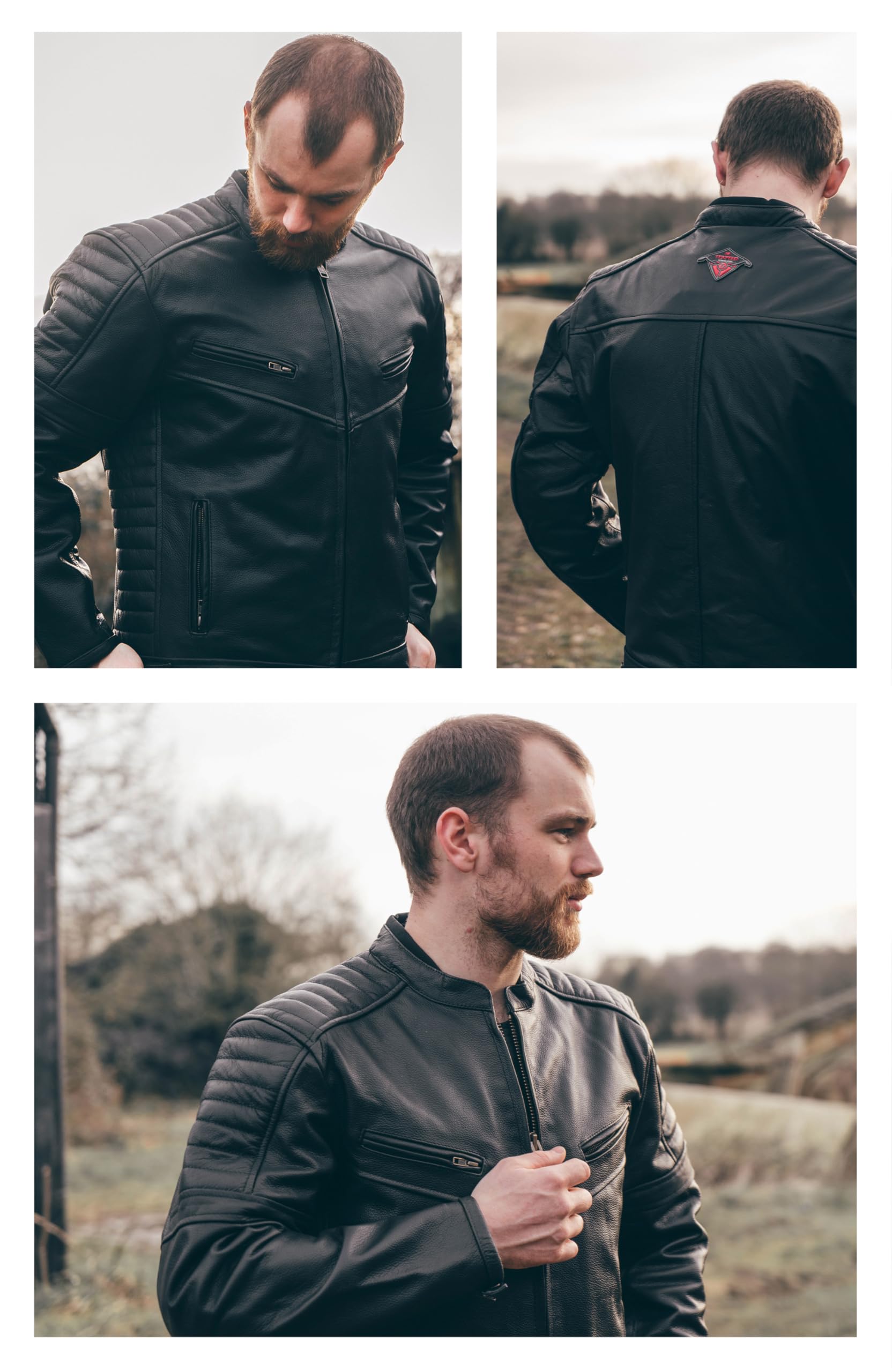 Texpeed blouson de moto en cuir pour homme - Veste de moto de tourisme avec protection biker CE armor (EN 1621-1) - Noir - XL | EN 17092 Vêtement Moto Renforcé, EN 1621-1 [Niveau 1] Armure Motard Flexible, Doublure Hiver, Cuir de Vache Véritable