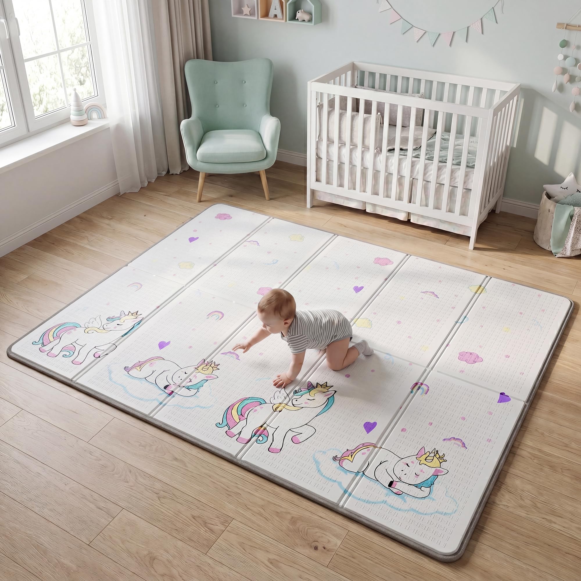 Liberty House Toys - Unicorn Moon and Stars Toddler Play Mat - Large