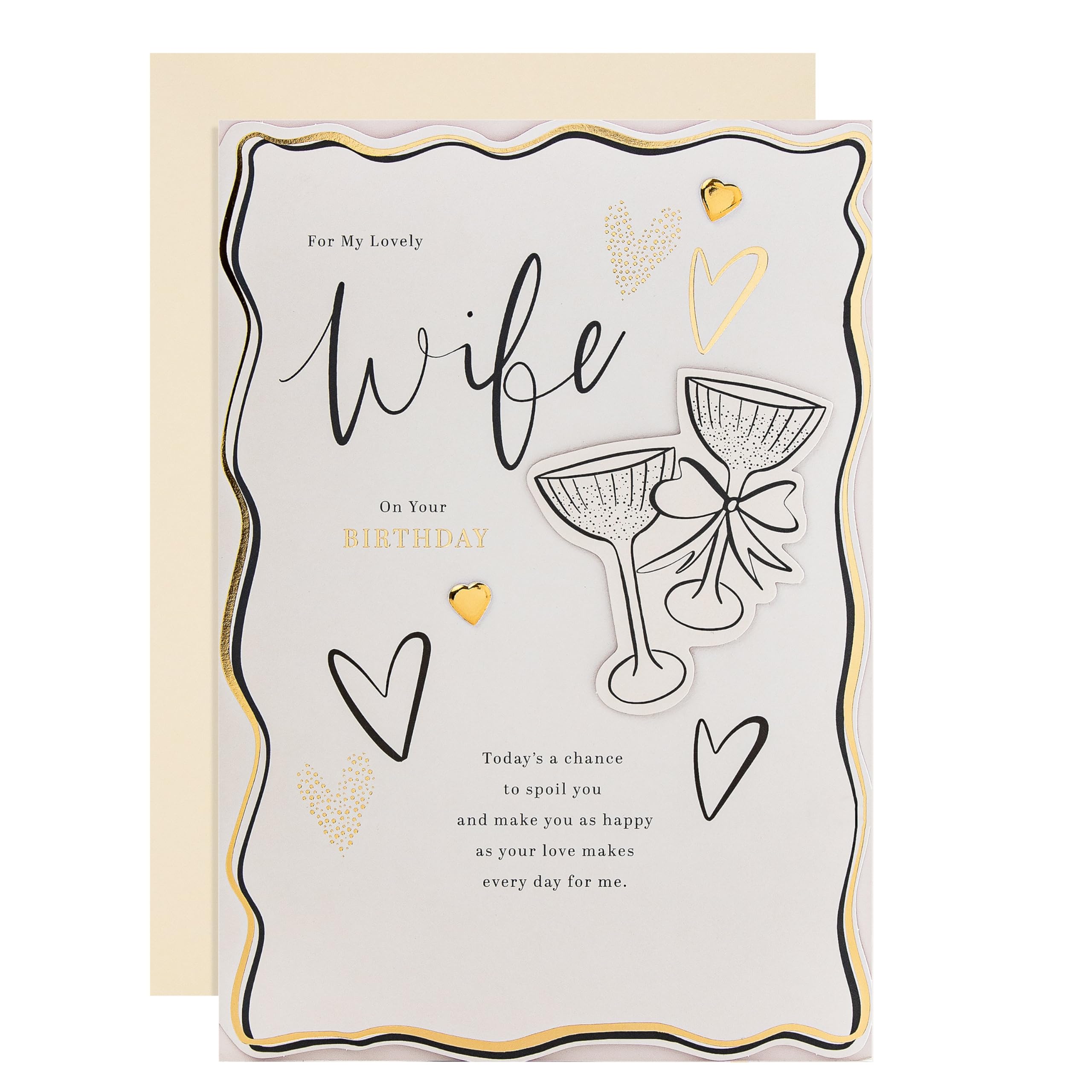 Hallmark Gold Birthday Card For Wife - Foil Hearts Design & Heartfelt Verse