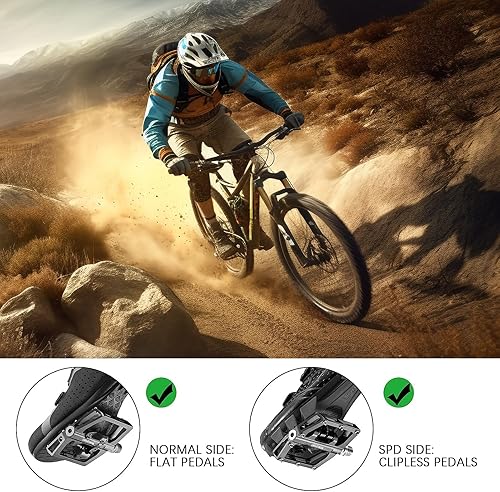 Miniatura 2 de Wowsport Pedales sin clip MTB para un rendimiento definitivo con compromiso SPD de doble cara