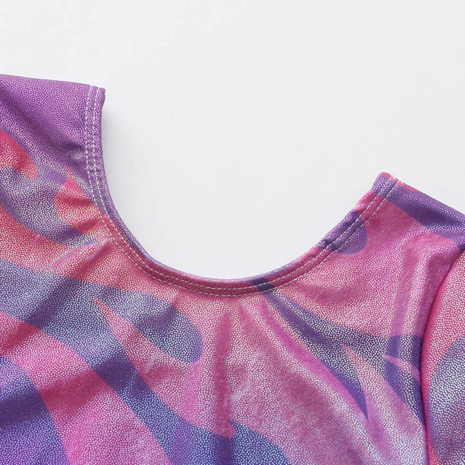 Mädchen Dreiteilige Gymnastikanzüge, Langärmliges Gymnastik Set mit Shorts und Haarband, Glitzernde Balletteinheitstrikots Gymnastik Outfit mit Farbverlaufdesign für 5-12 Jahre