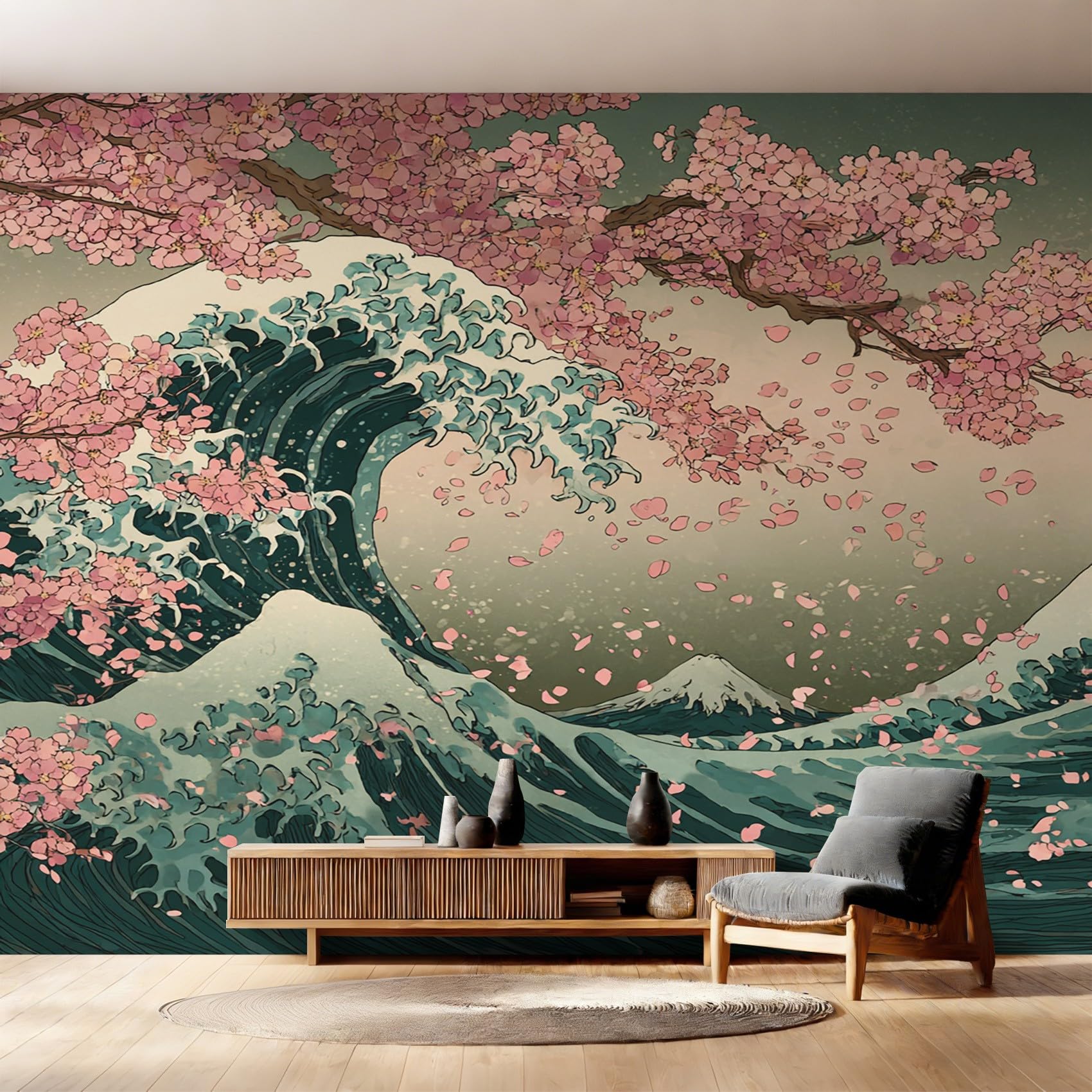Papier Peint Grand Format Vague Japonaise pour Grand Mur