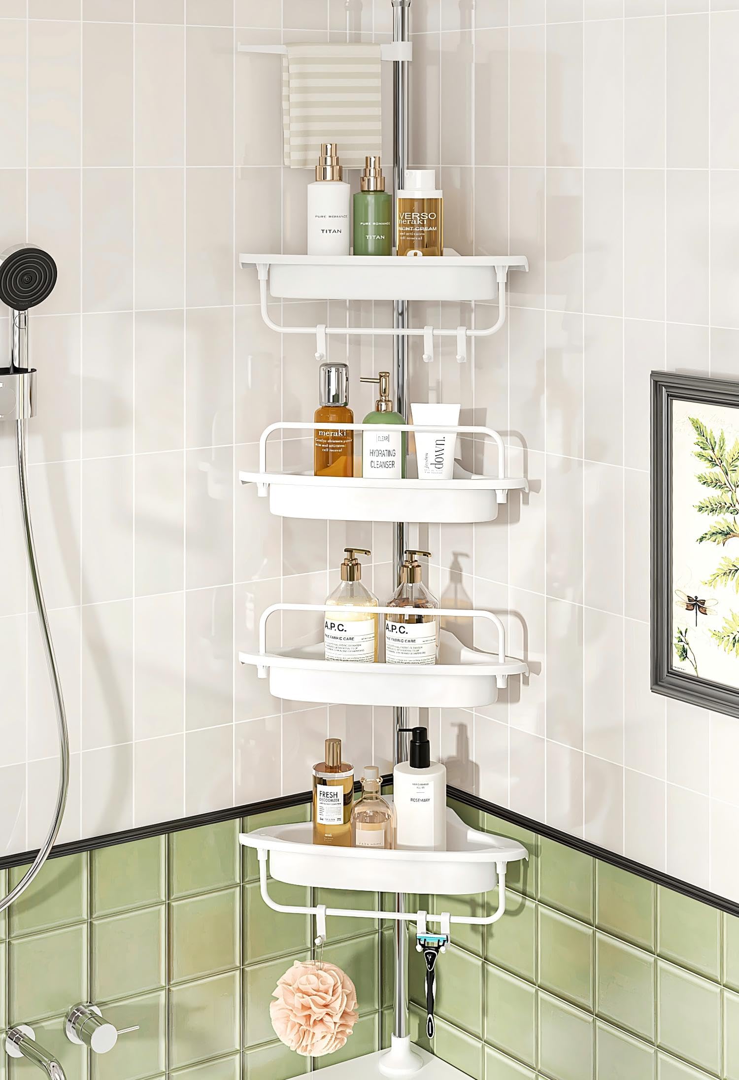 ALLZONE Rustproof Shower Caddy Corner, 4-Tier Adjustable Shelves with ...