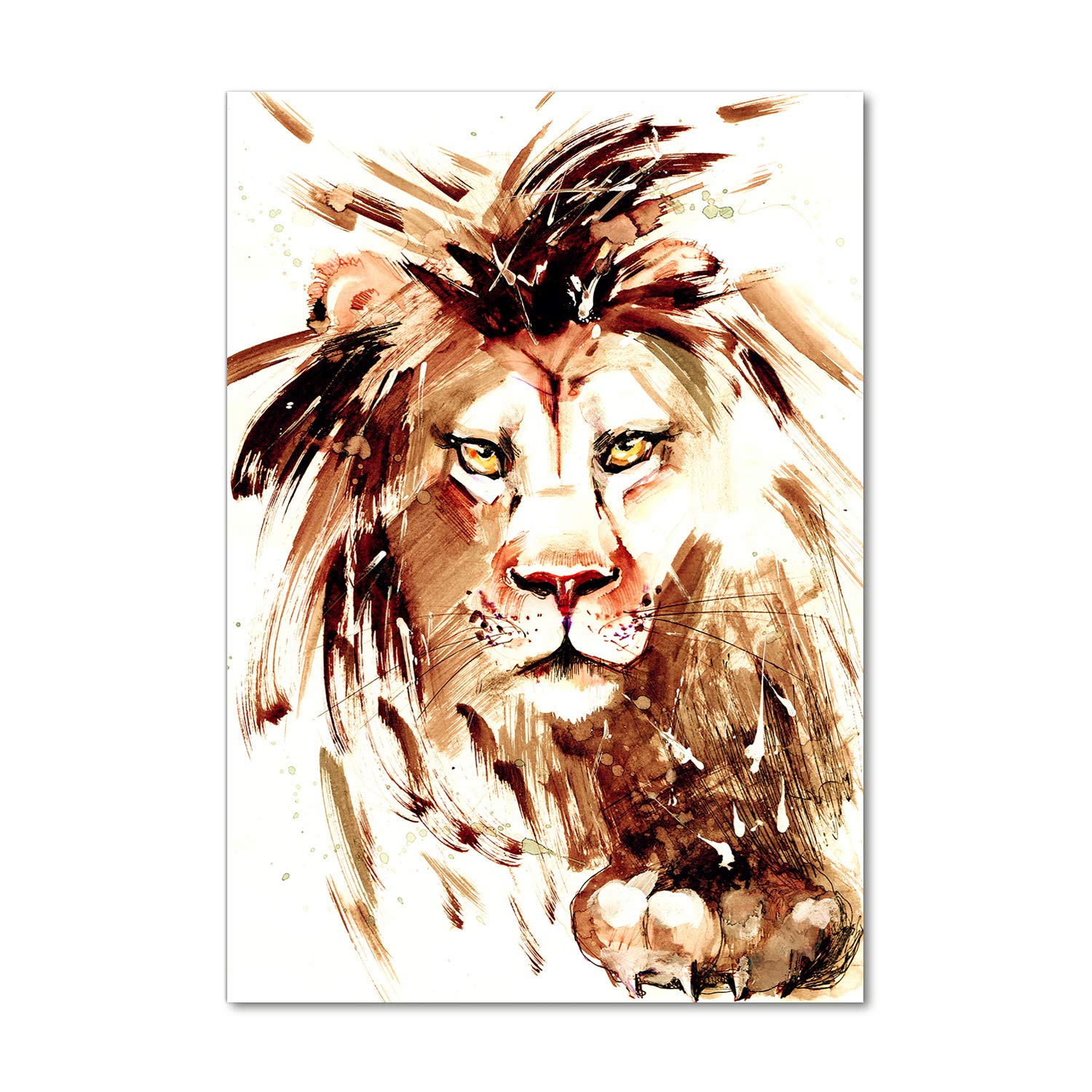 Photo sur verre panoramique lion 60x120 cm | Tableau décoration murale salon et cuisine