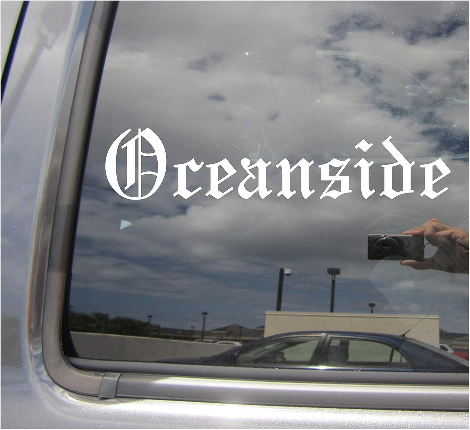 - Oceanside - California City County Old English Letters Car Truck Van Moped Helmet Hard Hat Auto Automotive Craft Cup Laptop Vinyl Decal Bumper Window Wall Sticker 18026