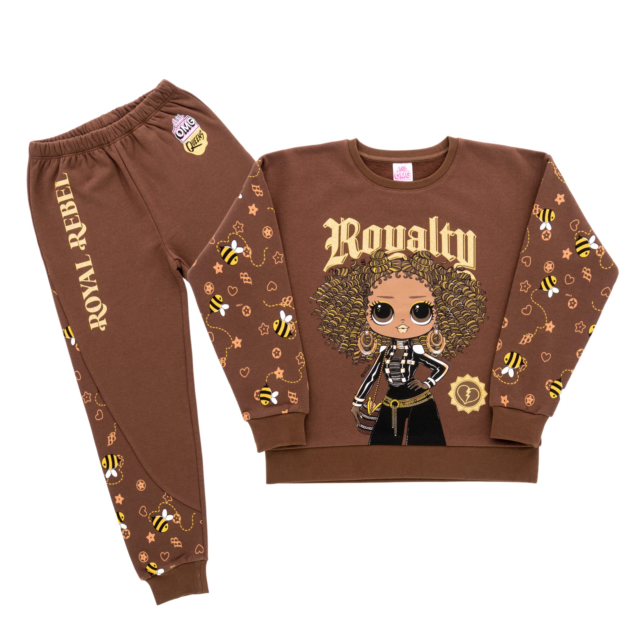 Surprise! Girls Sweatshirt and Jogging Pant Set with LOL OMG Royal  Bee, LOL Surprise Dolls Kids Outfits Long Sleeve Tops, Jumpers