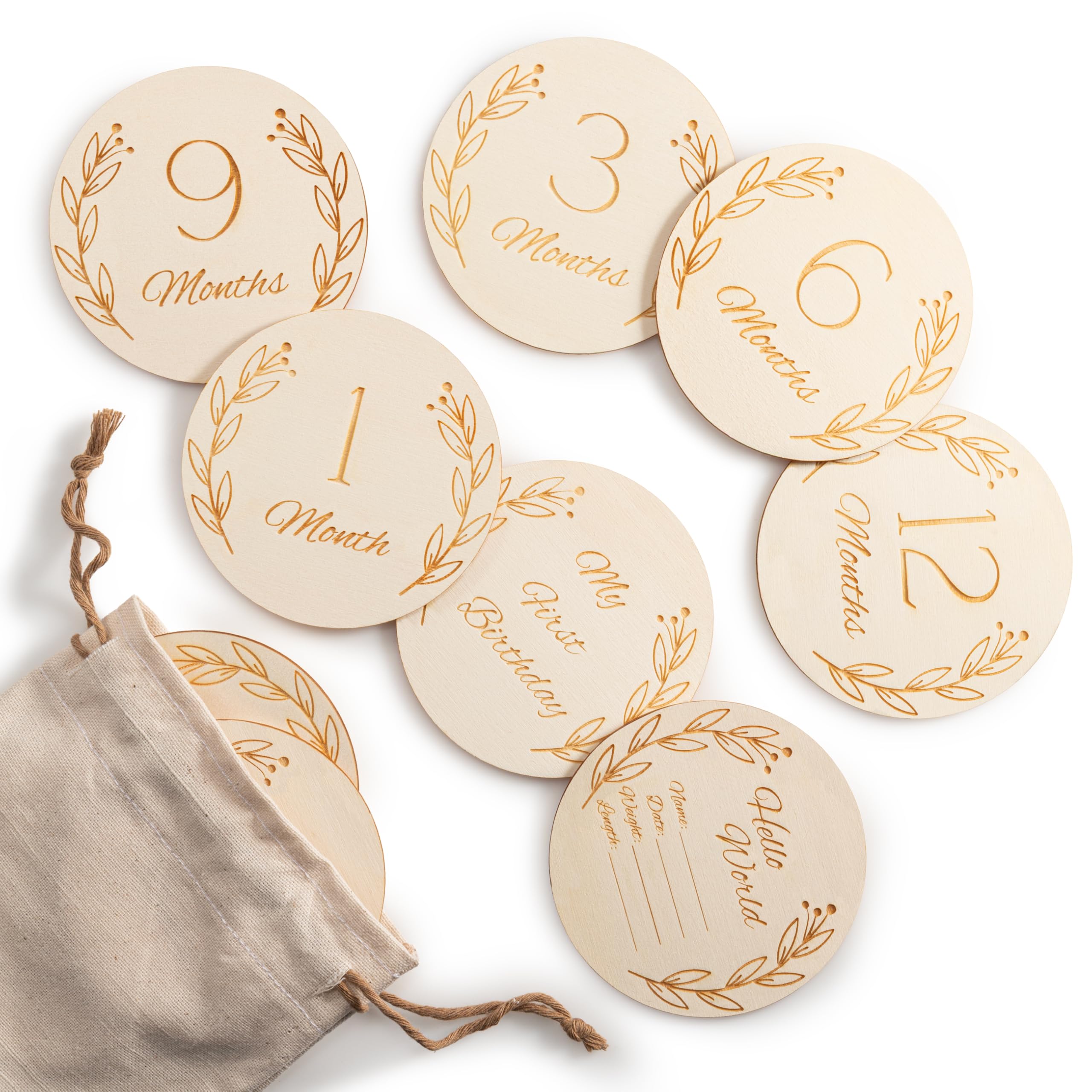 Wood You Buy Wooden Baby Milestone Cards, Baby Shower Card, Monthly Milestone Disks, Newborn Photo Props
