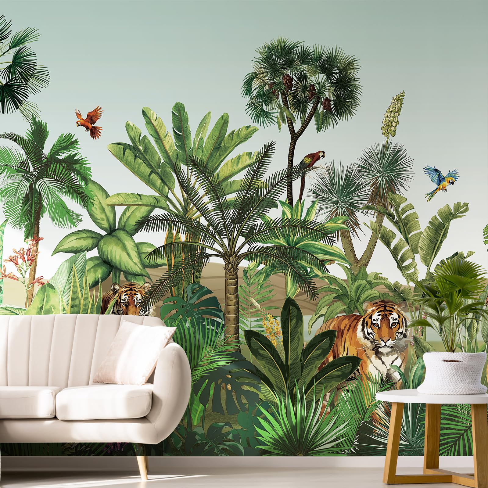 Jungle Safari Animal Wall Art Set Of 6 - 8x10 Inch Unframed Tropical Animal Prints