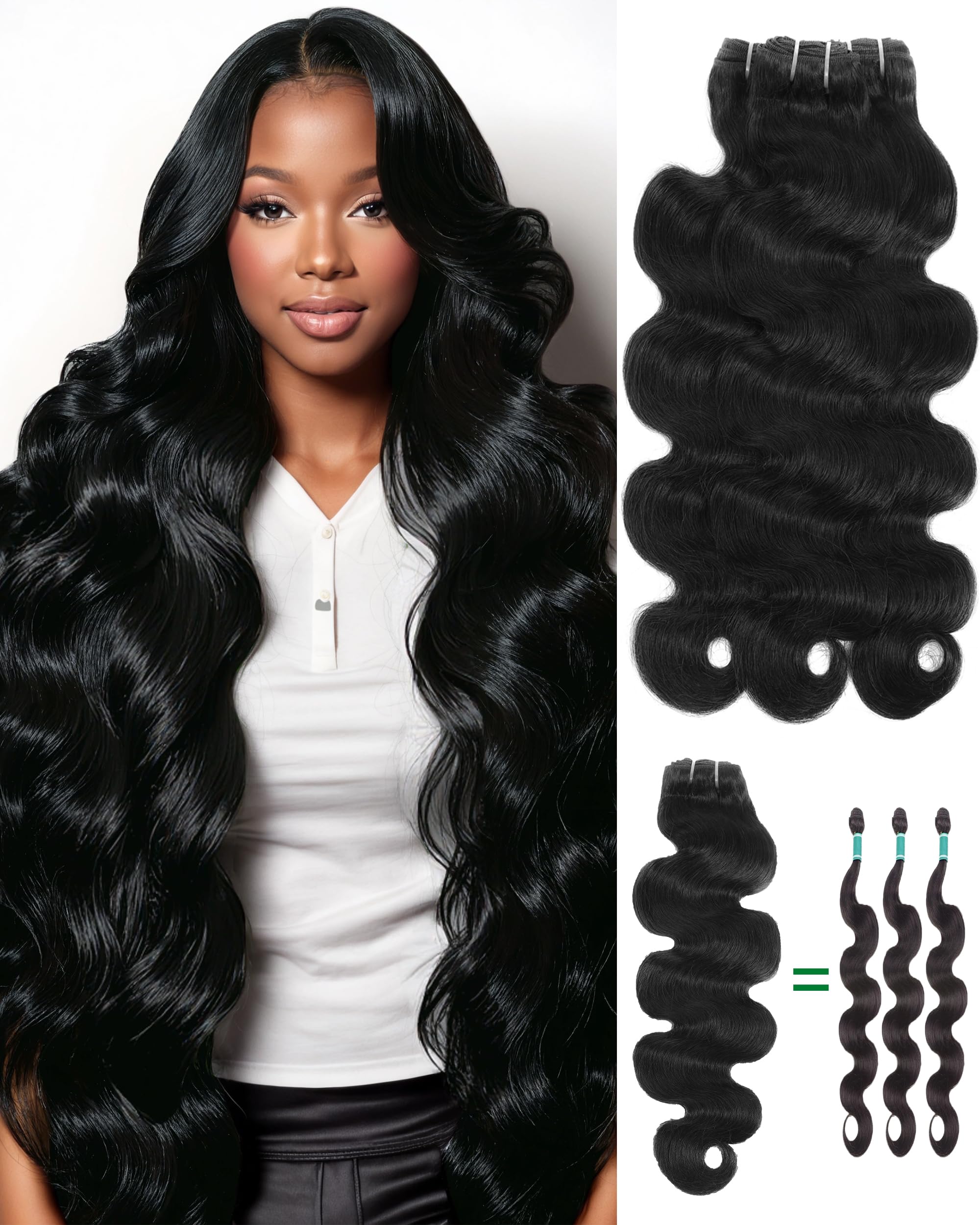 17A Premium Body Wave Bundles Human Hair,High Ratio Raw Bundles Human Hair,Cuticle Aligned,Reinforced Ultra Thin Weft,Retains Silky Soft After