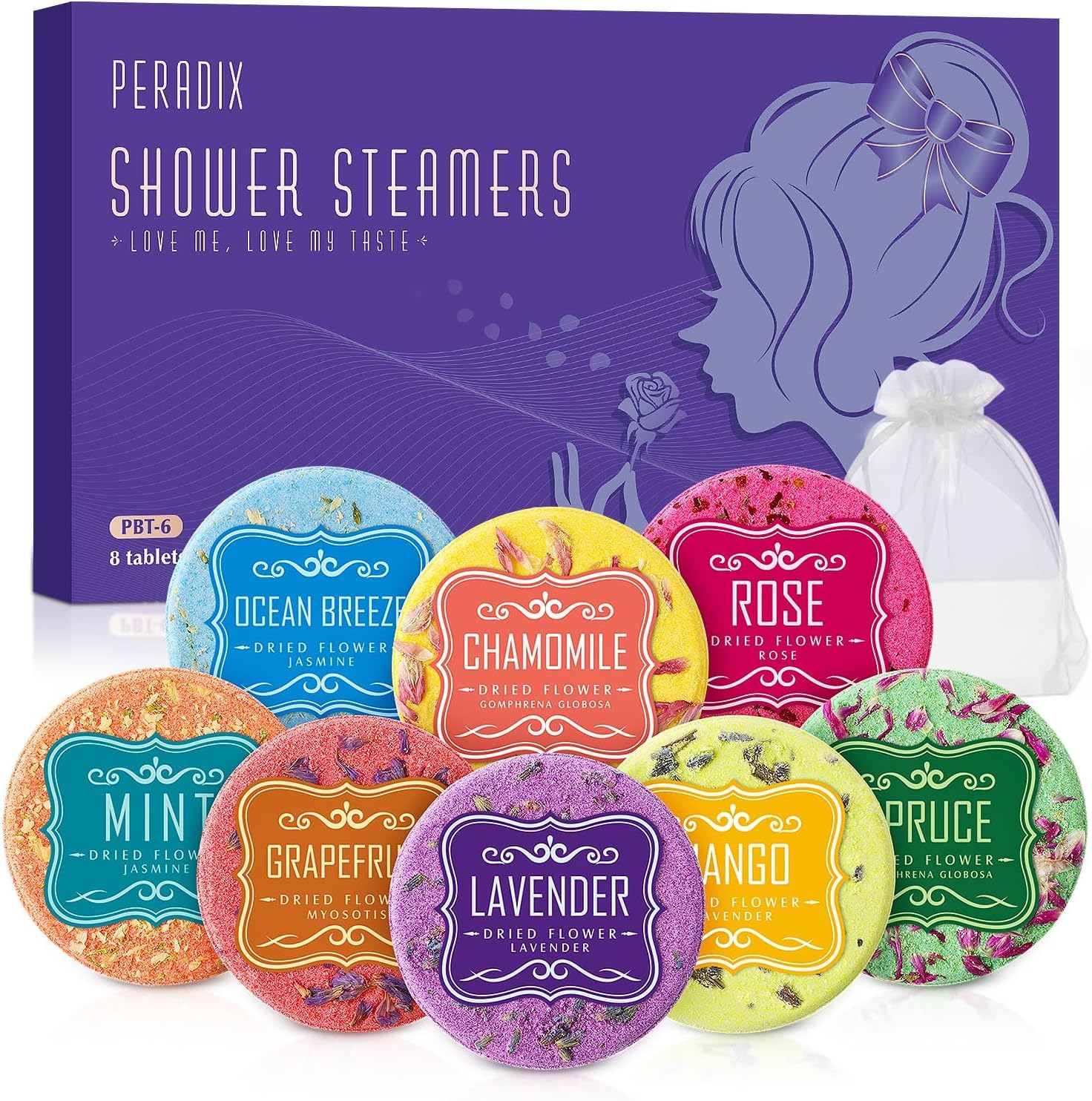 Peradix Shower Steamers - New Year Gifts for Women Mom Girlfriend - [8X] Shower Bombs for Aromatherapy Stress Relief - Unique Valentine Gift Great Birthday Gift for Women Men Who Have Everything