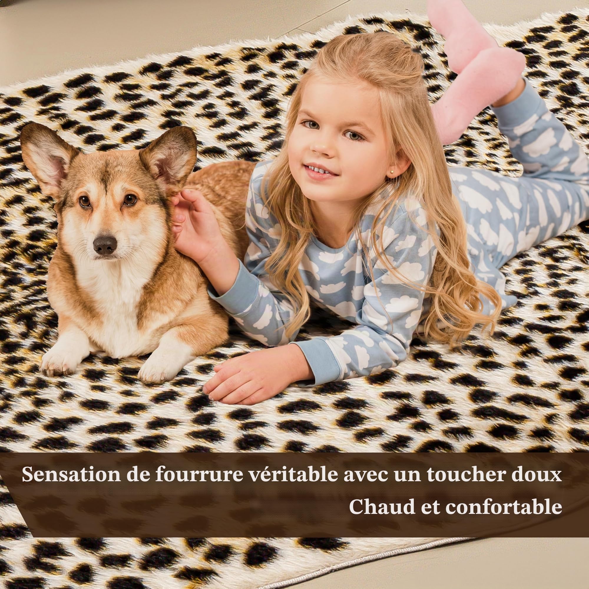 Tapis imprimé guépard, motif léopard, 1,5 x 2,1 m, multicolore