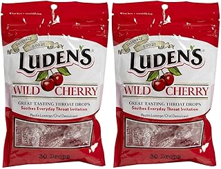 Ludens Wild Cherry Throat Drops, Sore Throat Relief, 30 Count (2 Pack)