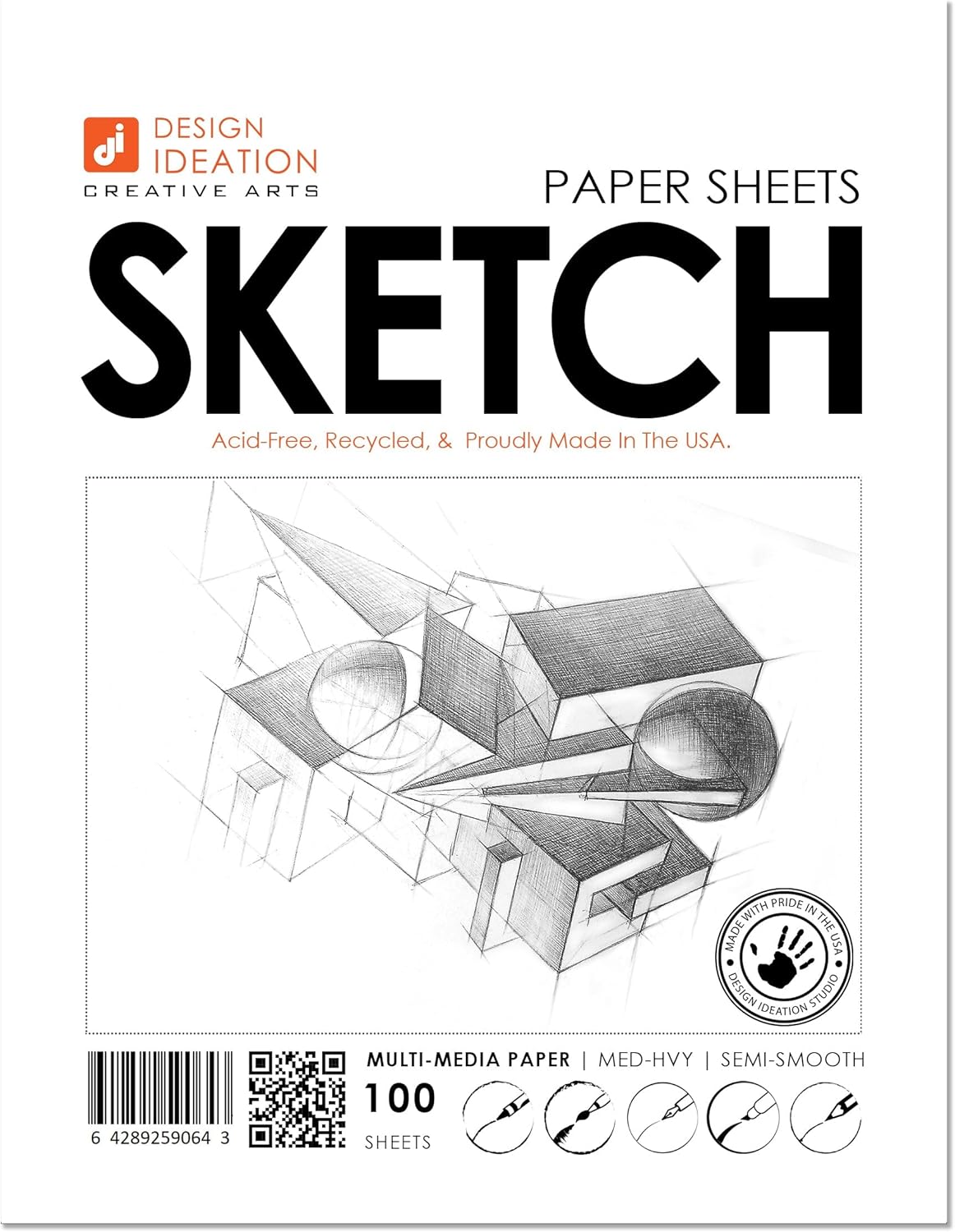 Design Ideation Sketch Paper. Premium Multi-Media Sketch. Loose Sheet Pack. (8.5" x 11") LP-SK (100 Sheets)