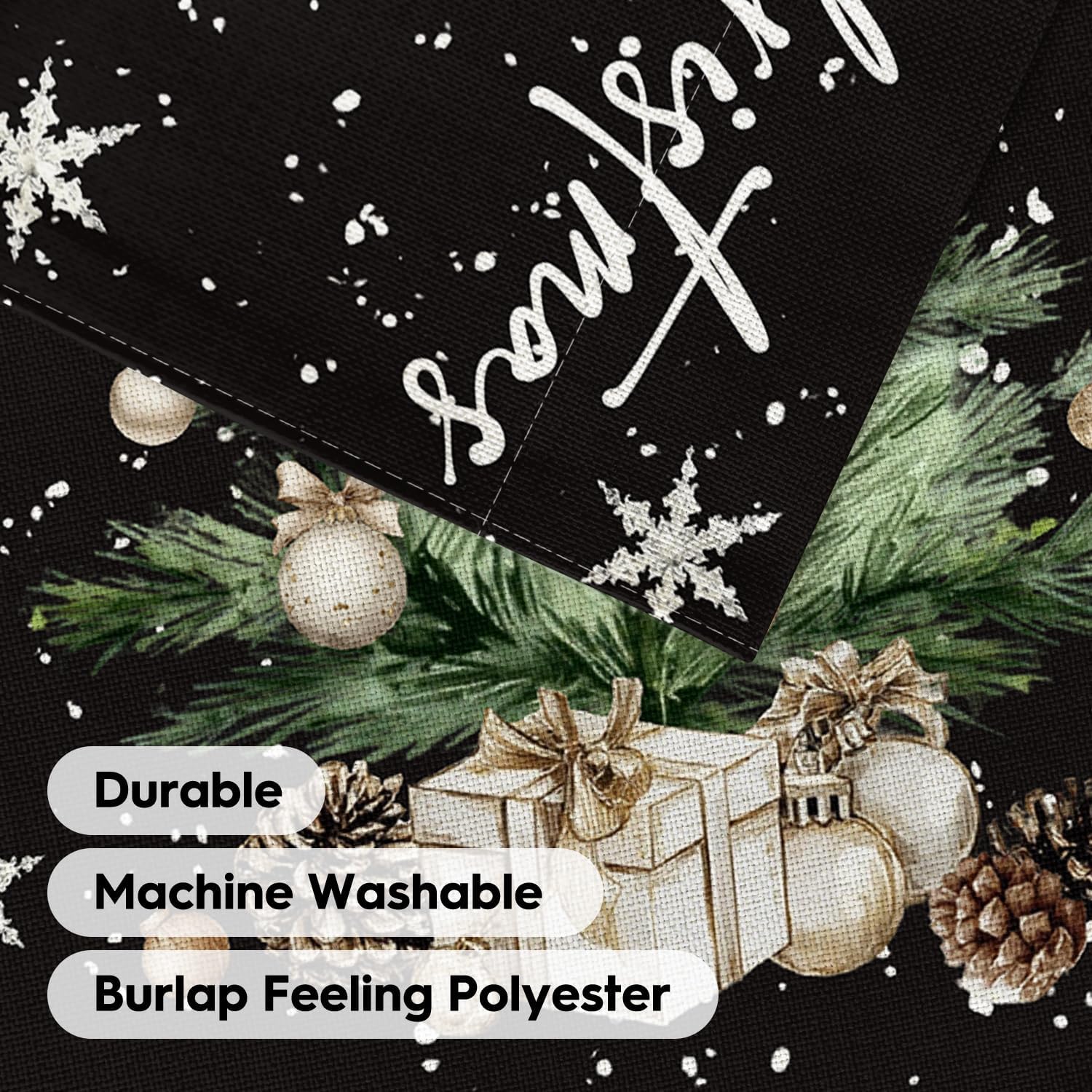 AVOIN colorlife Snowflake Merry Christmas Garden Flag 12x18 Inch Double Sided Outside, Winter Holiday Christmas Tree Yard Outdoor Flag Black - Image 7