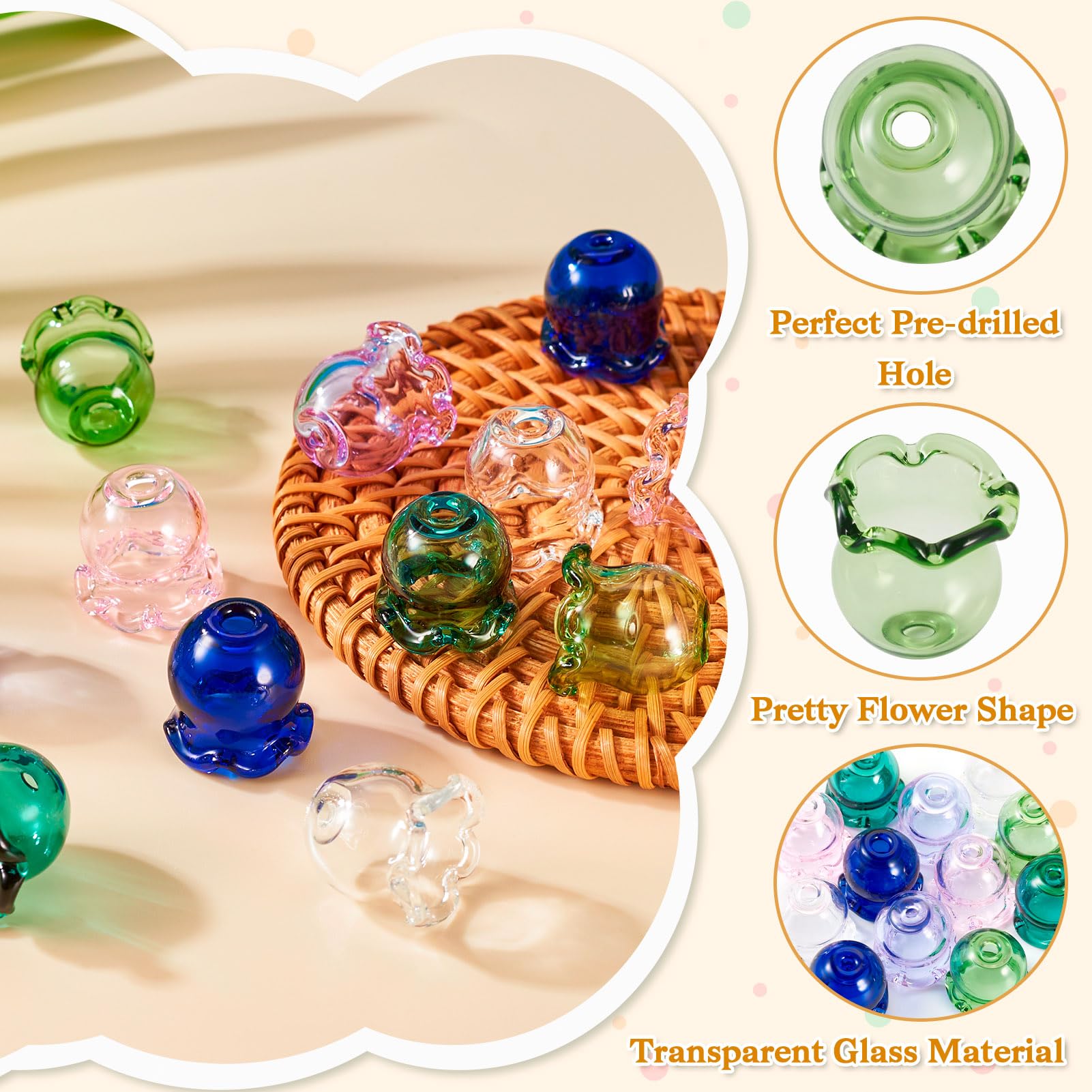 Crafans 720 Perline In Vetro Craquelé 6mm - 12 Colori Bicolore, Per Bracciali, Collane E Gioielli Fai Da Te - 4