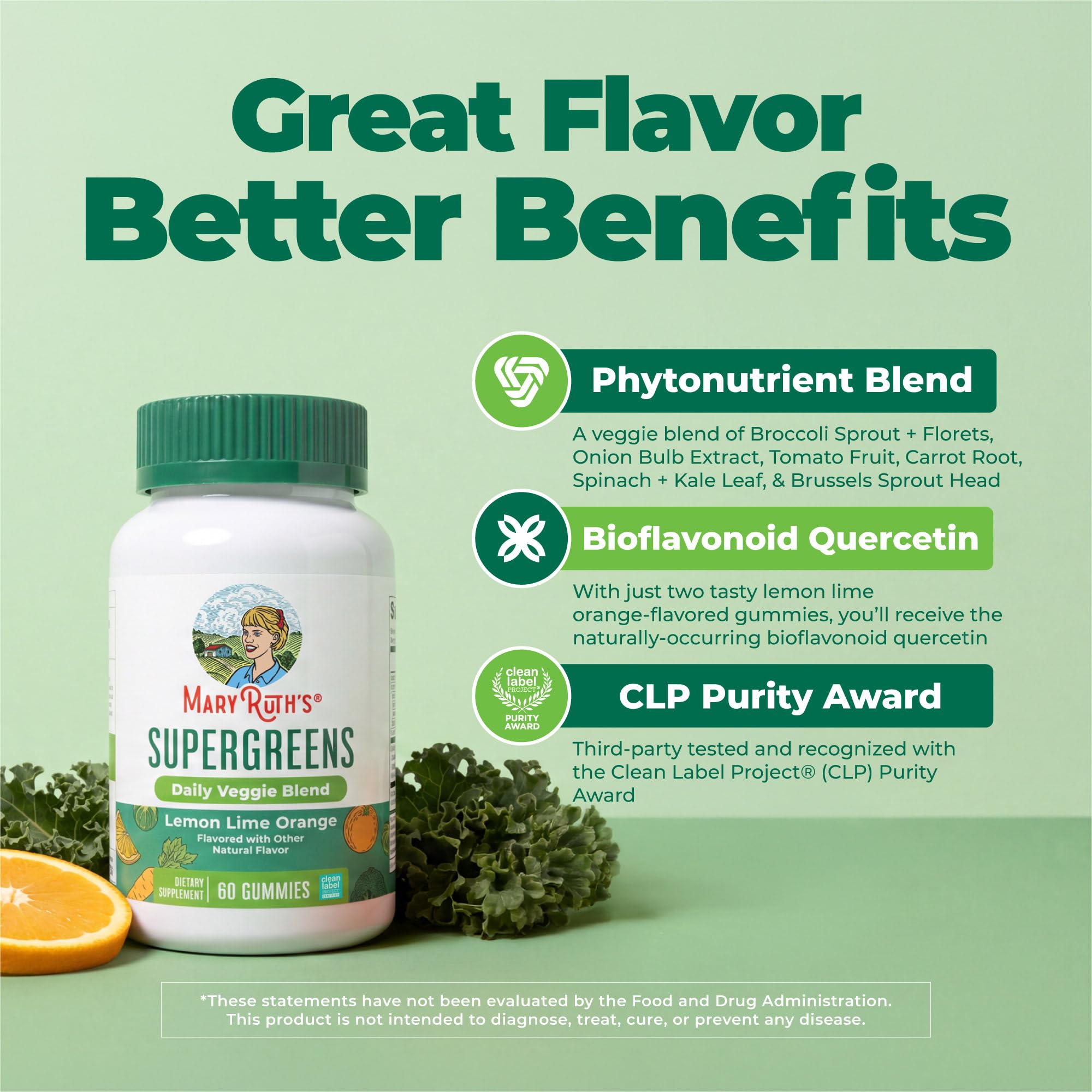 MaryRuth's Super Greens, Naturally-Occurring Quercetin, Spirulina, 60 Count — Amazon image 5