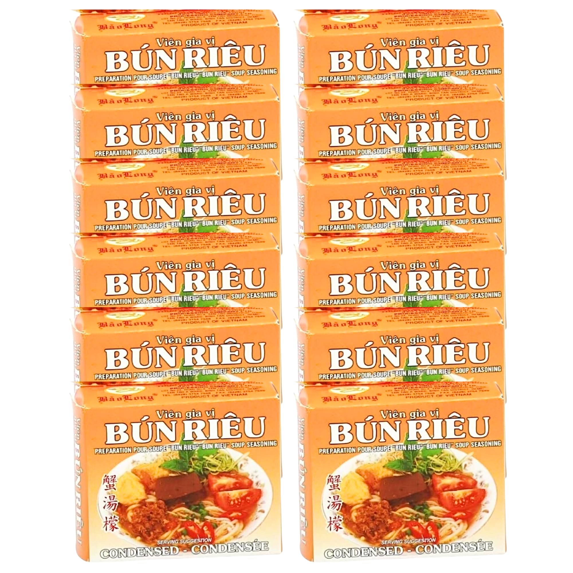 Bao Long Bun Rieu 75g (Pack of 12) - Soup Seasoning for Cooking Asian Food