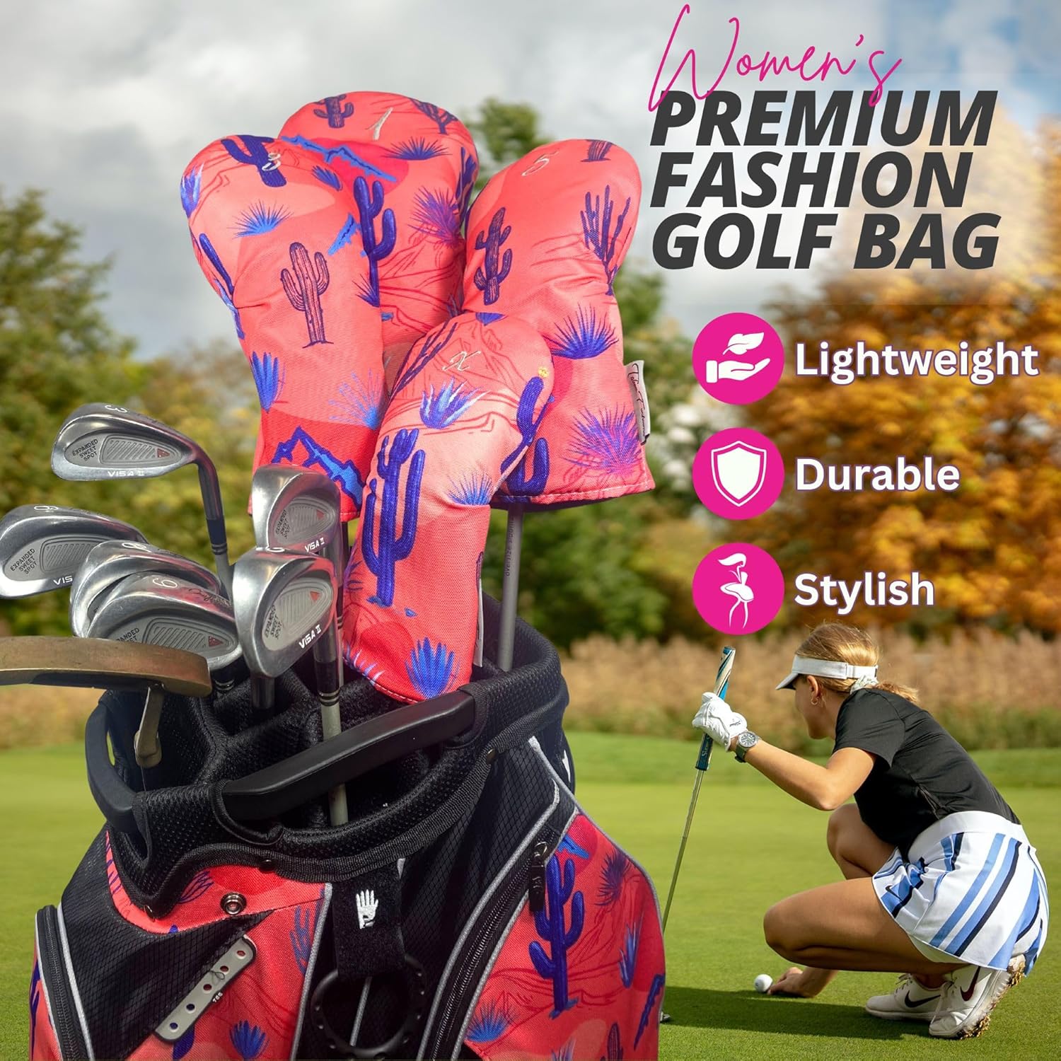 Luxury Women’s Golf Cart Bag – The Signature Series – 14-Way Organizer Top with Integrated Putter Well & Velour-Lined Valuables Pocket