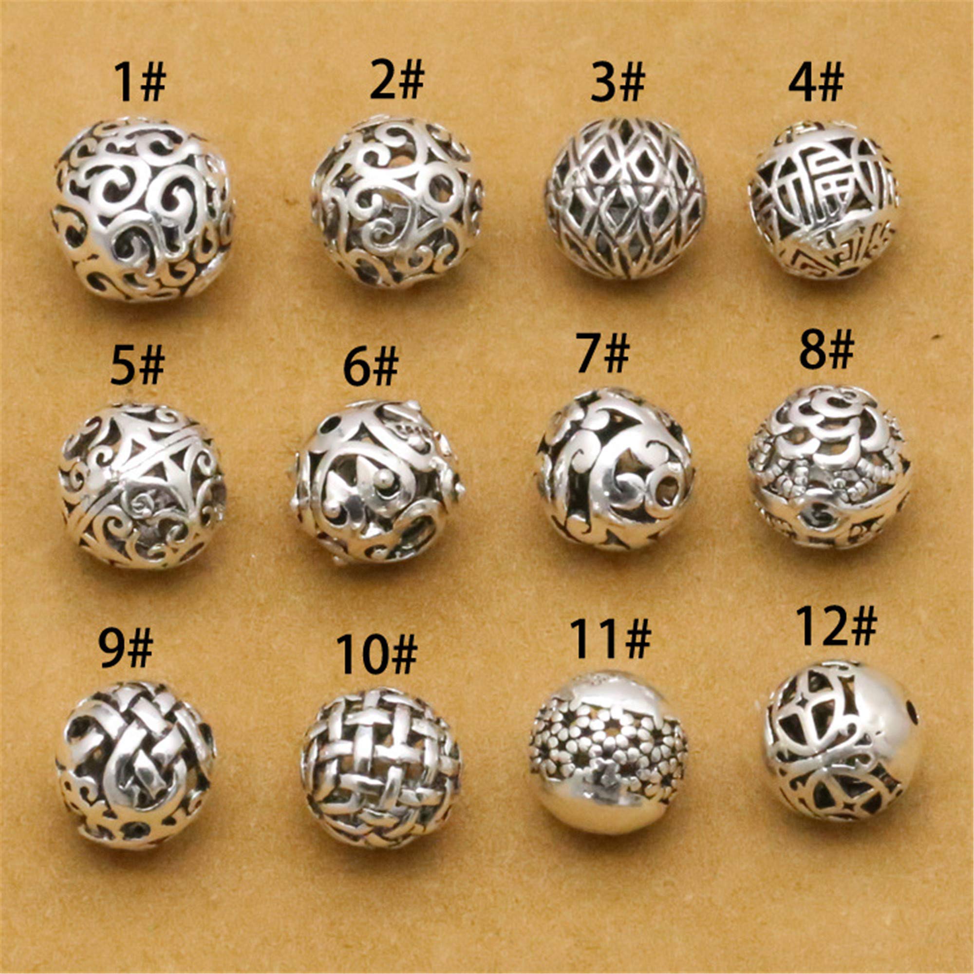 5pcs 10mm Sterling Silver Round Beads Thai Silver Spacer Beads