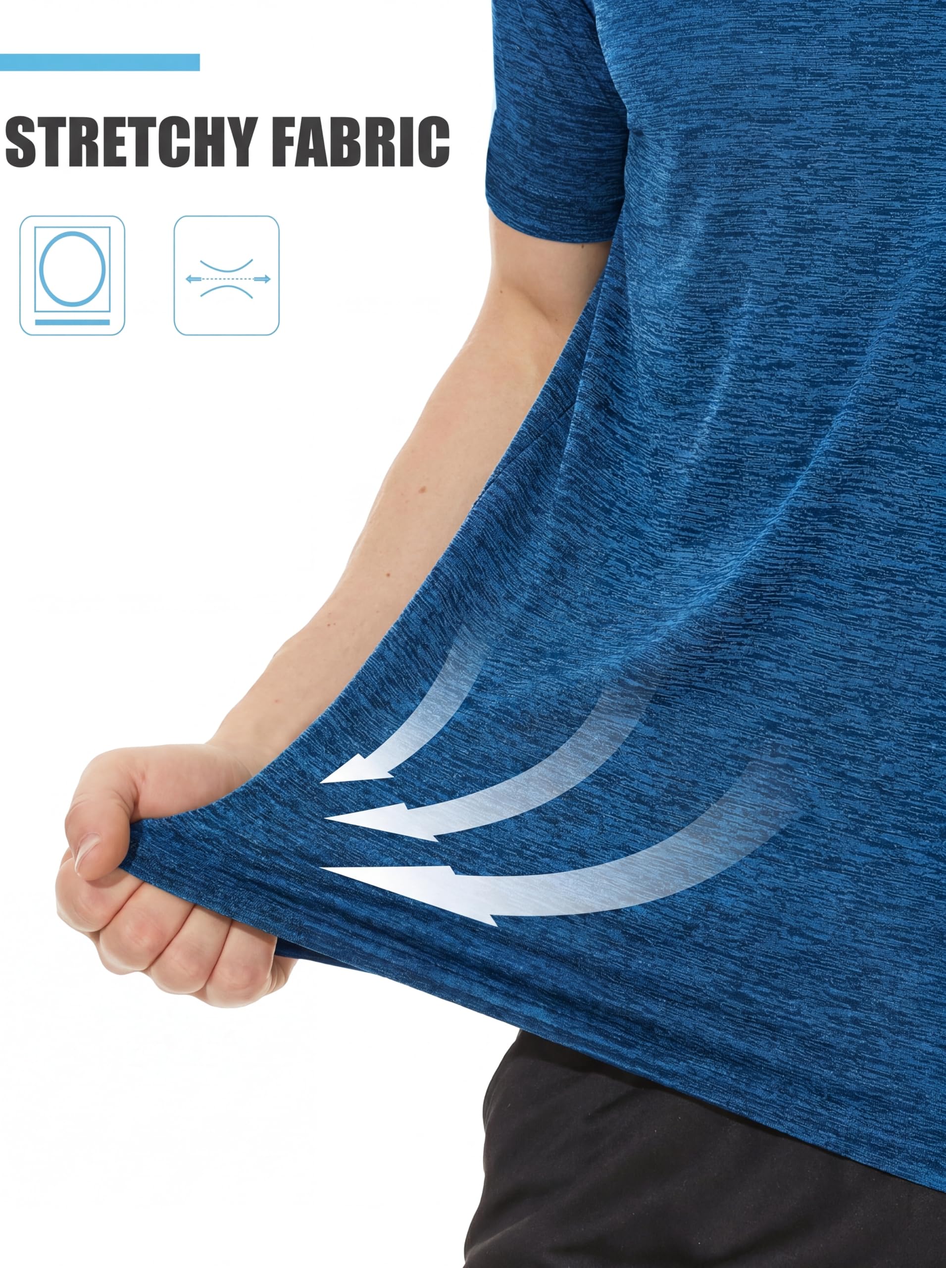 TACVASEN Camiseta de correr para hombre, de secado rápido, de manga corta, cuello redondo, para verano, para deportes y gimnasio