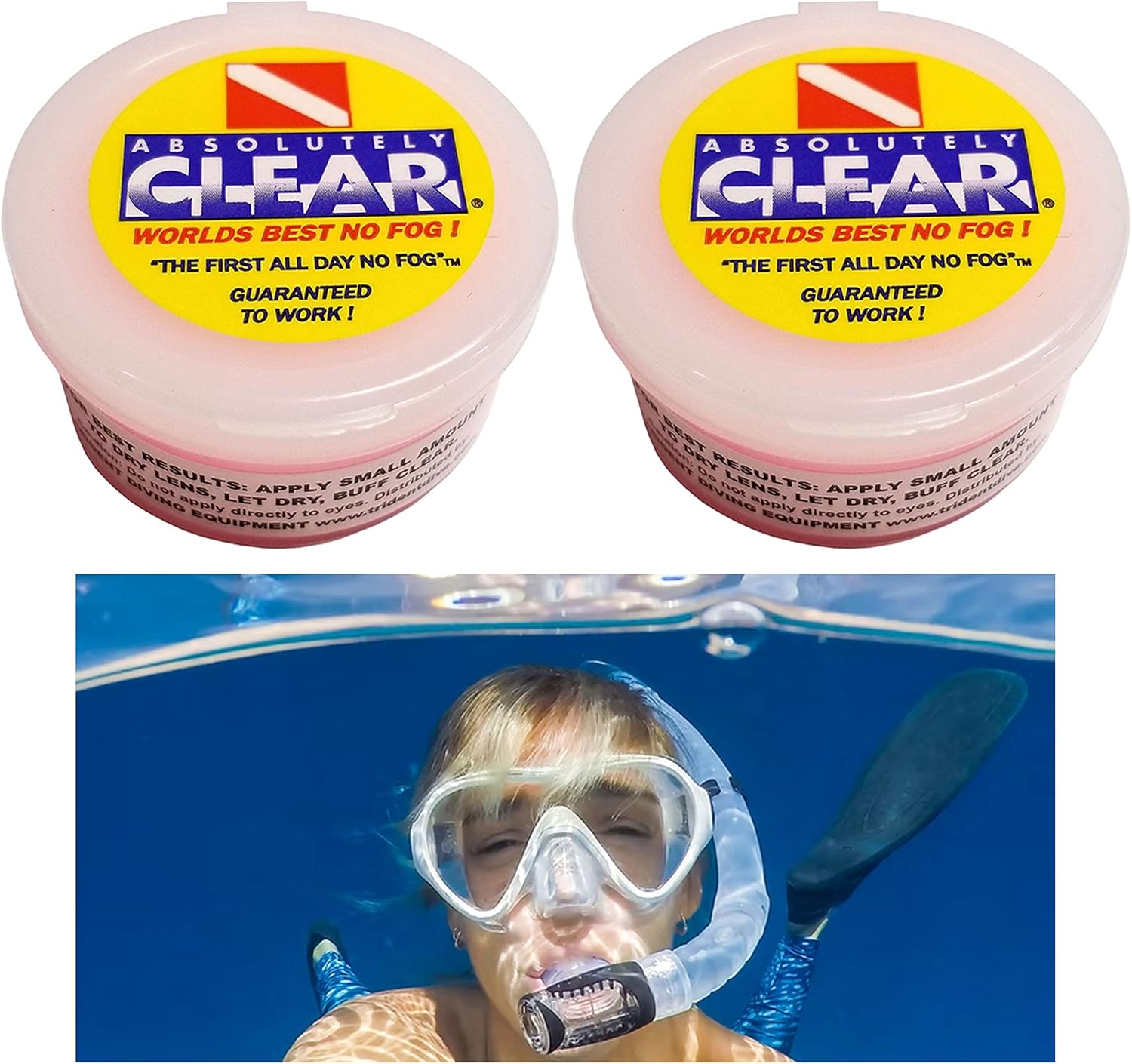 2 X Absolutely Clear Scuba Diving Mask AntiFog Defog